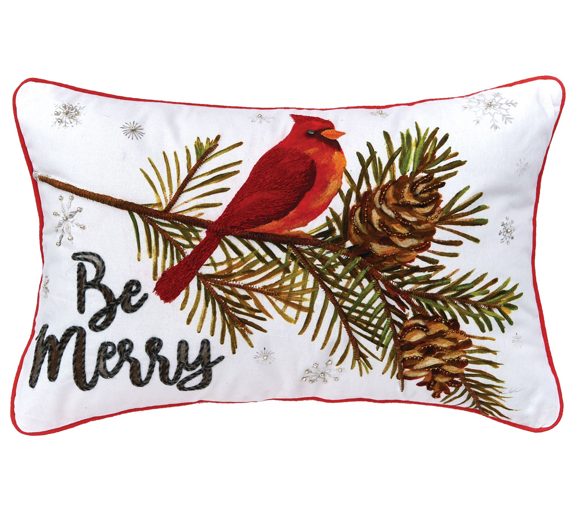 C&F Home Be Merry Cardinal 14" x 22" Throw Pill ow