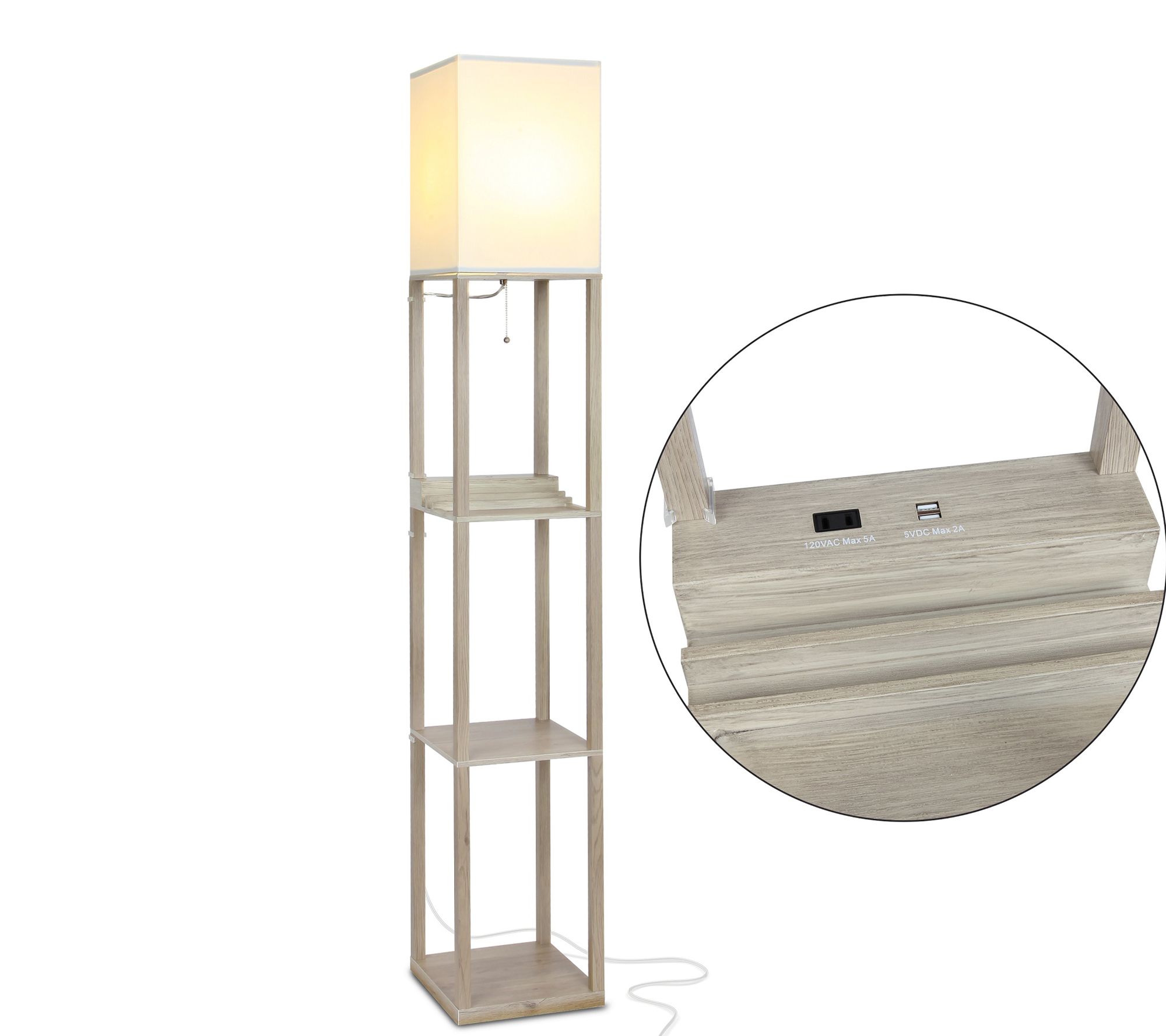 Brightech Maxwell USB Charging 63" LED Shelf Floor Lamp