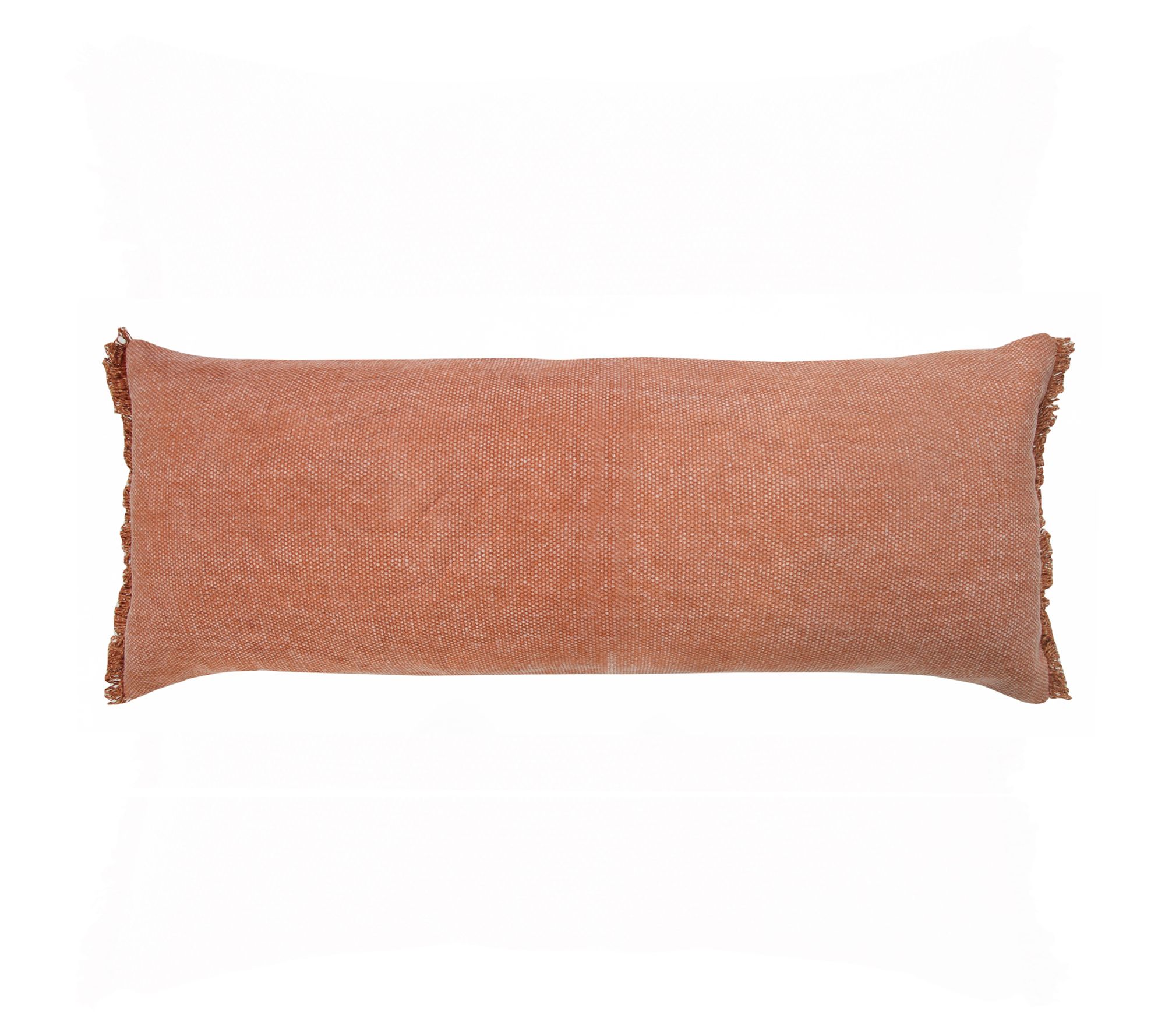 Ox Bay Solid Stonewash Lumbar Throw Pillow with Fringe