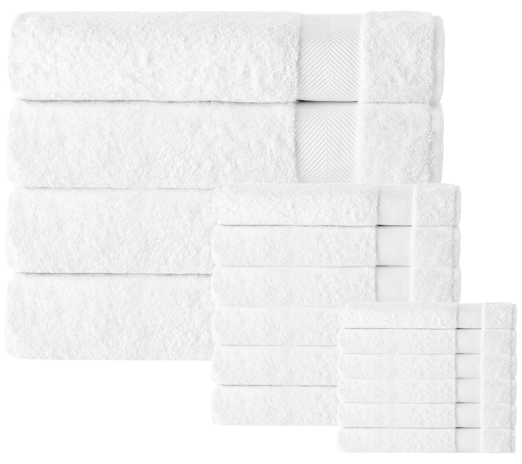 4pc Anton Turkish Cotton Bath Towel Set White - Enchante Home