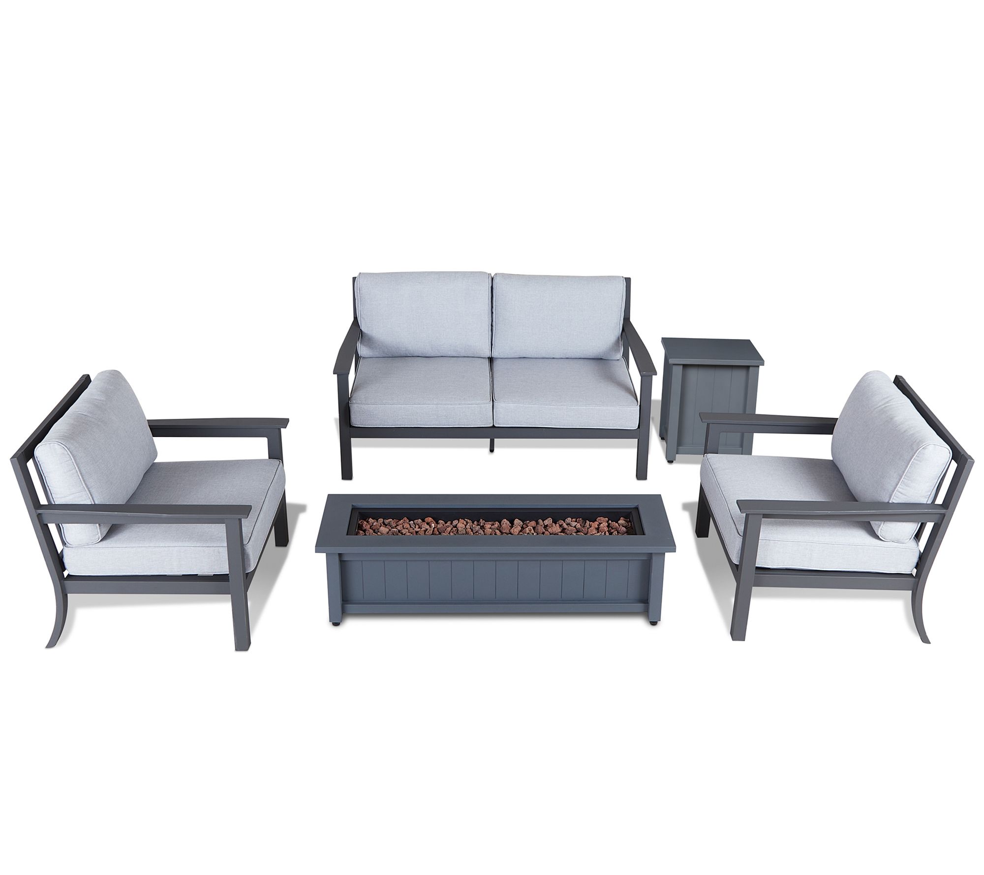 Real Flame Ortun 4-Seat Patio Furniture Set With Fire Table