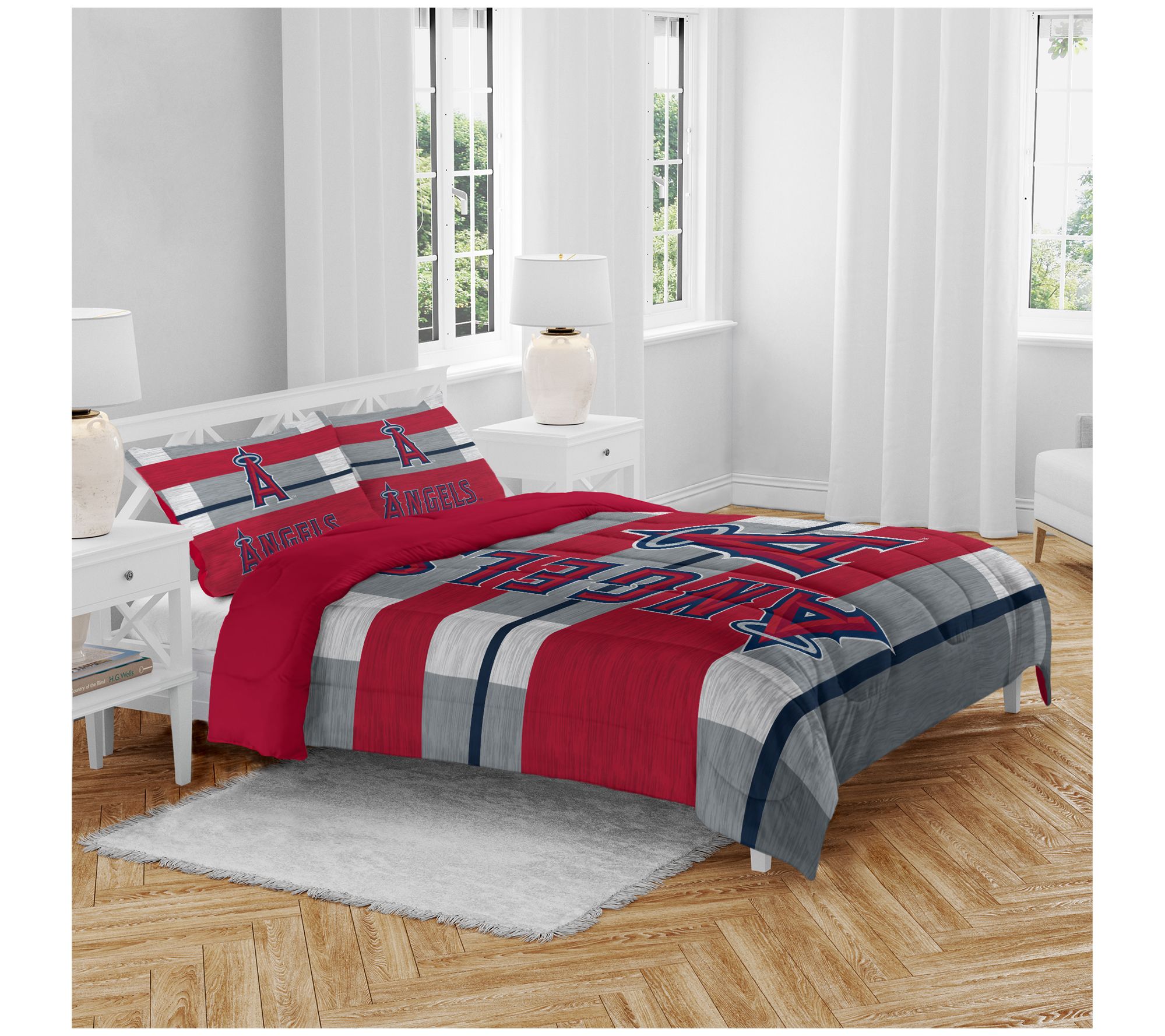 Pegasus Sports MLB Heathered Stripe Queen 3-Pie ce Bed in a Ba