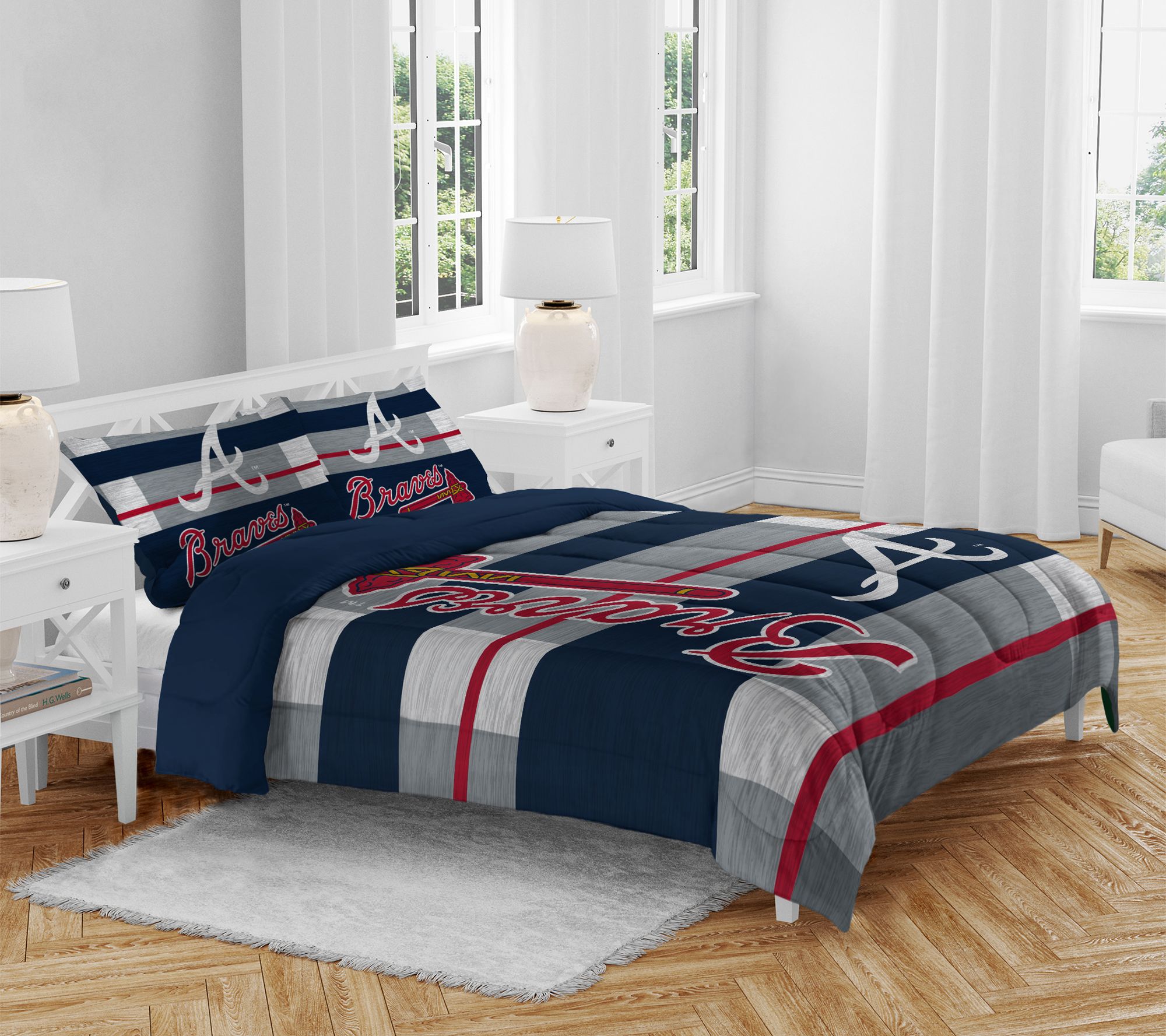 Pegasus Sports MLB Heathered Stripe Queen 3-Pie ce Bed in a Ba