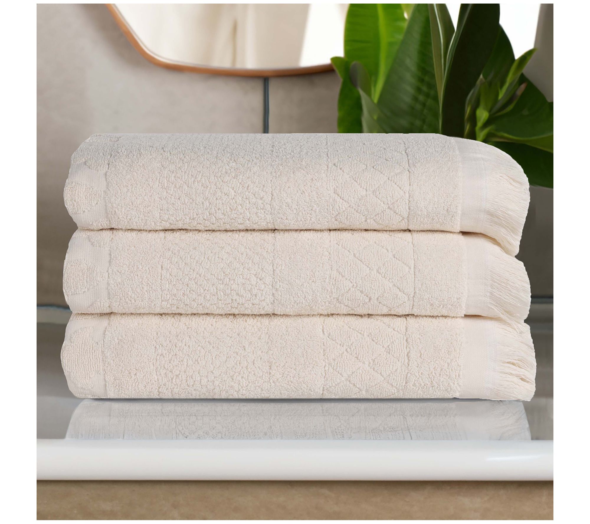 Superior Rolla Cotton Geometric Jacquard Bath Towel Set of 3