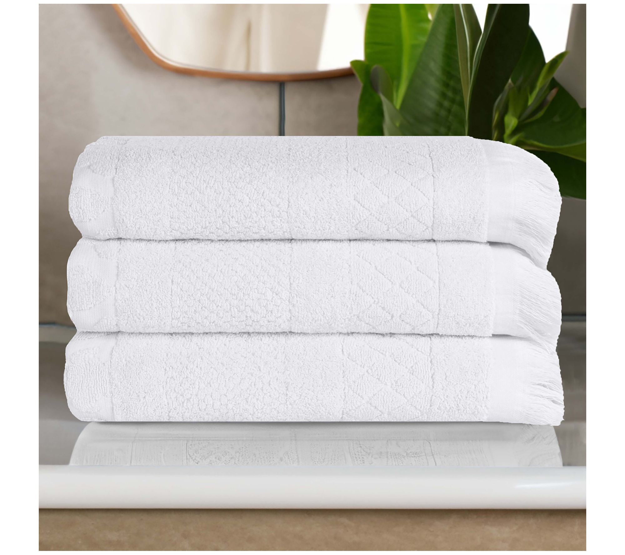Superior Rolla Cotton Geometric Jacquard Bath Towel Set of 3