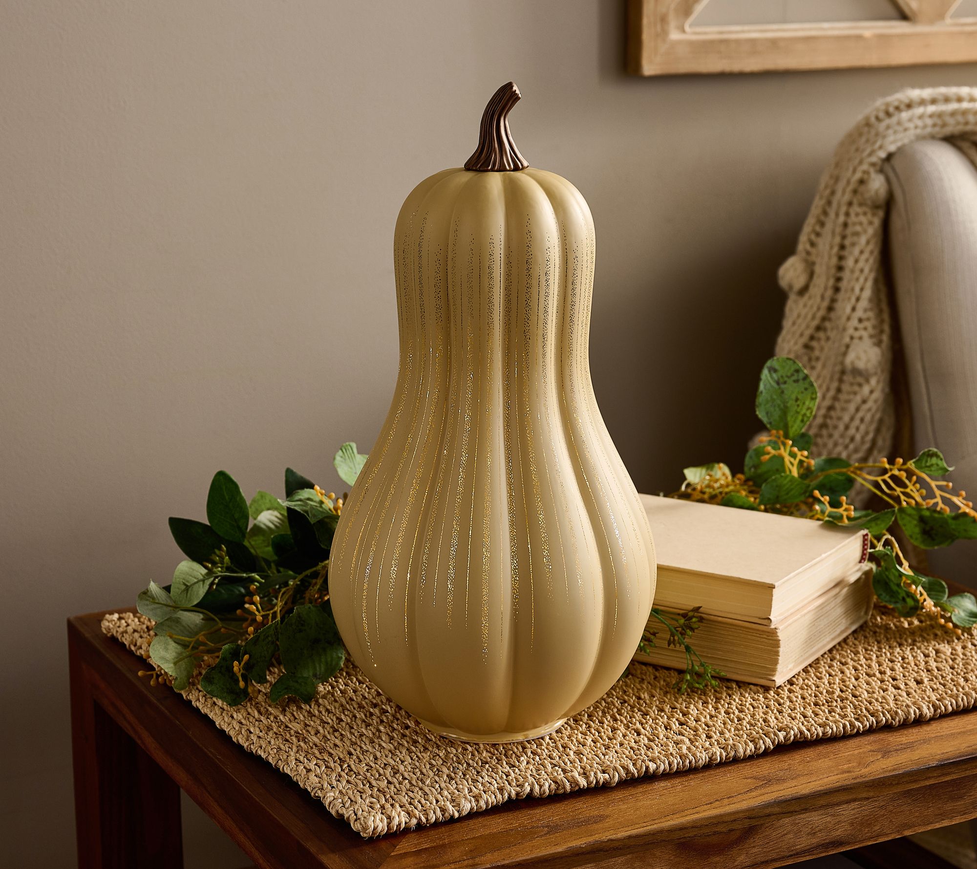 13" Illuminated Starry Night Glass Gourd by Valerie