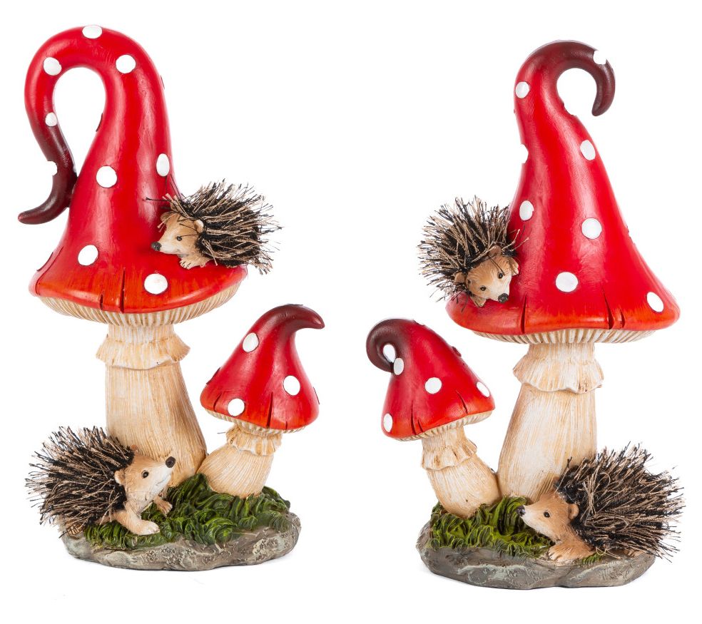 Hedgehogs on Mushrooms Set of 2 by Gerson International