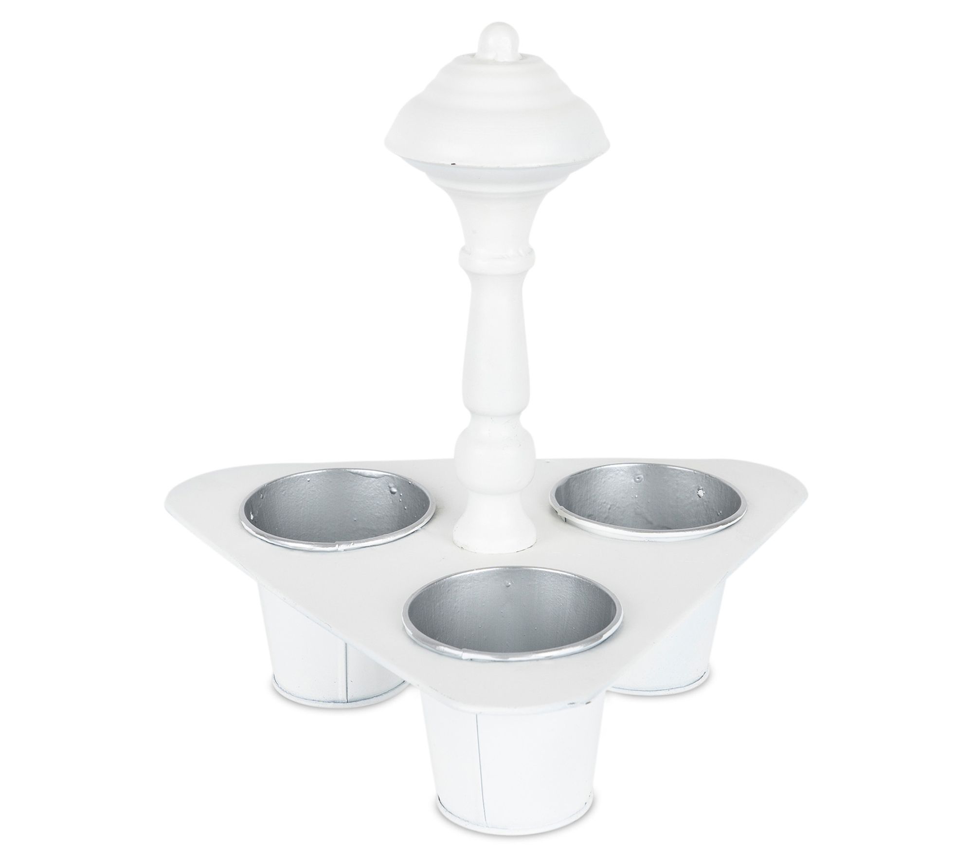 Melrose Triple Pot Holder with Tin Planters 11"H