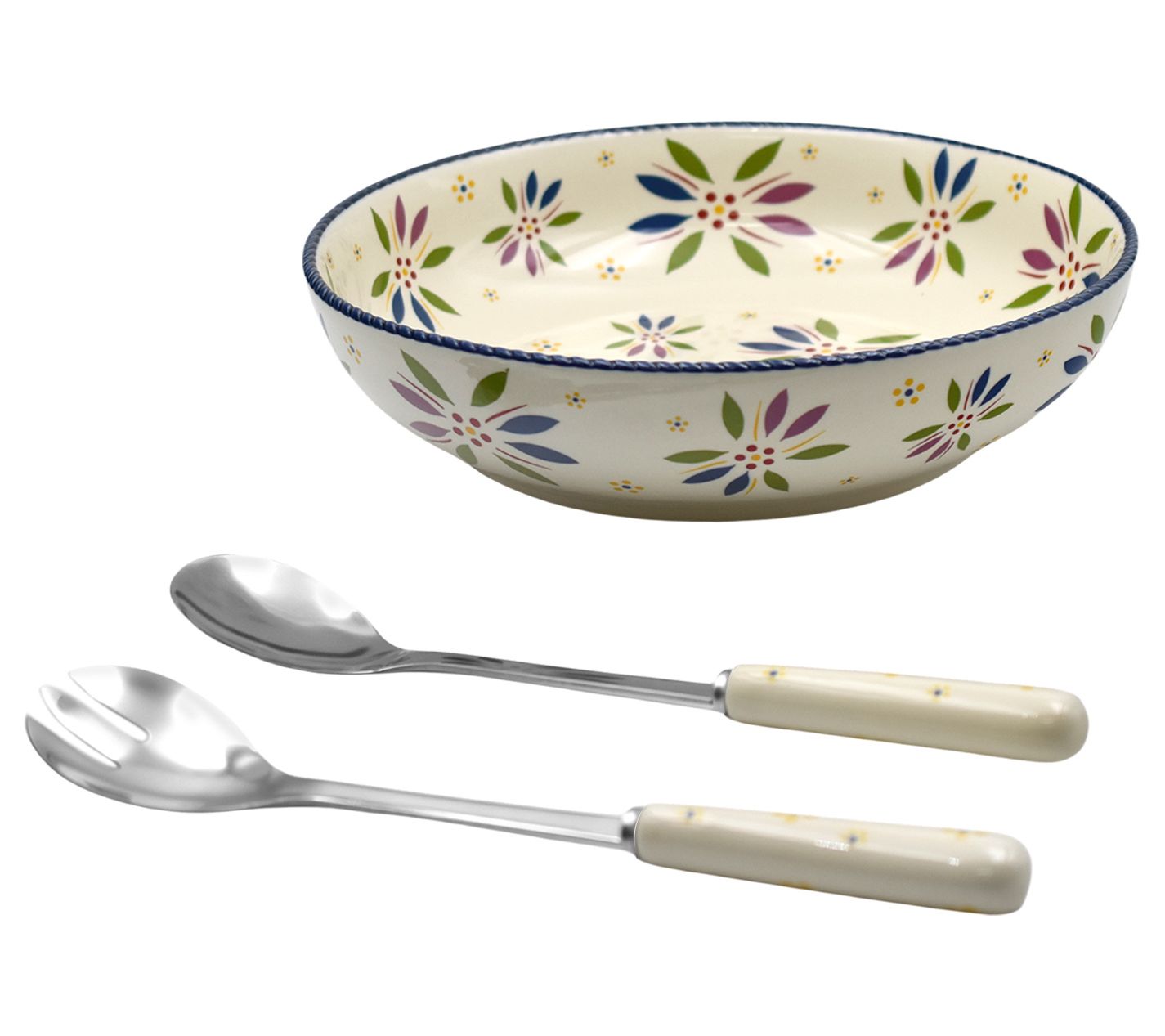 Temp-tations Old World Nostalgic 3qt Serving Bowl w/ Serving Spoons