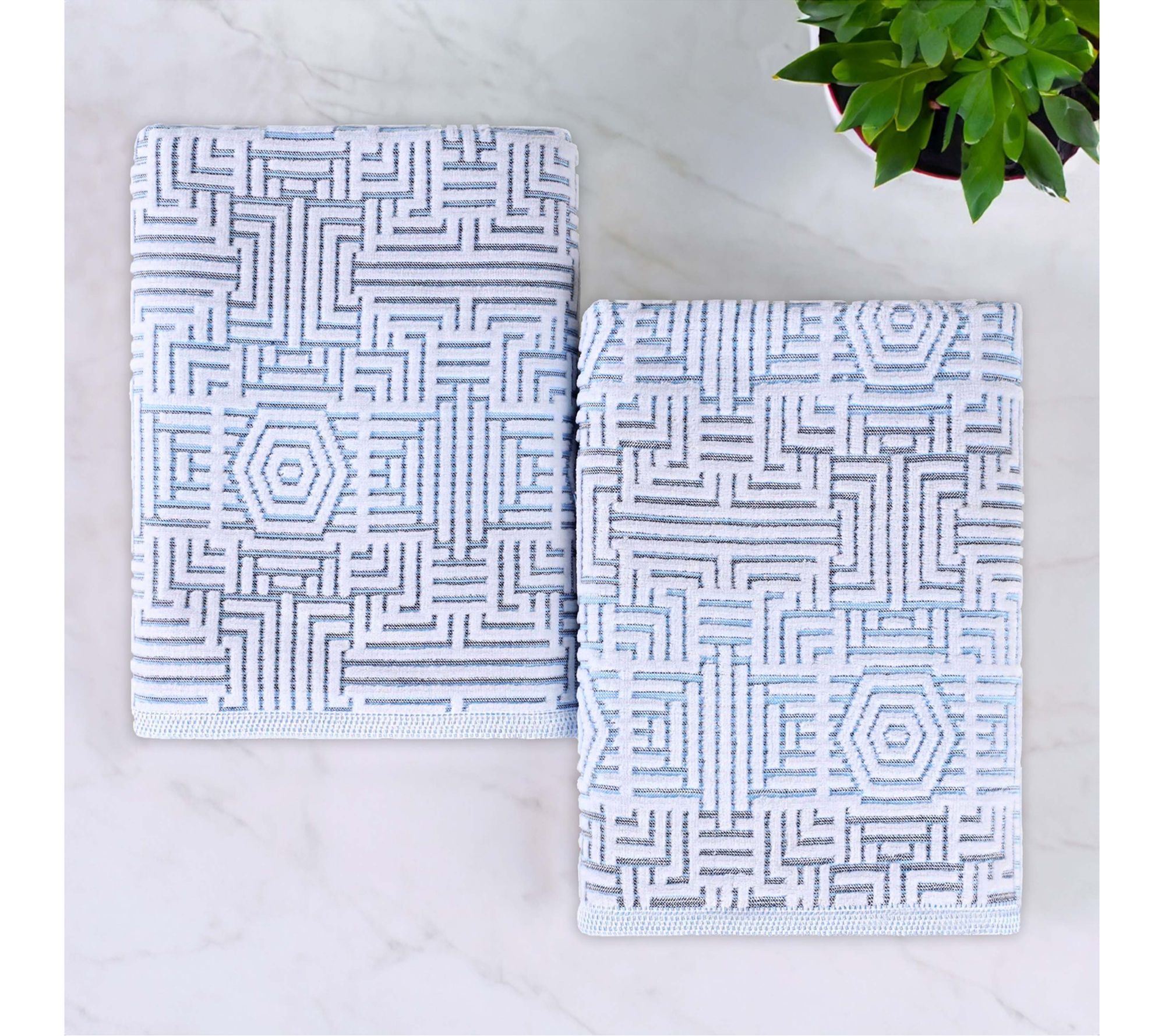 Superior Cotton Jaq Plush Soft Absorbent Bath Sheet Set of 2