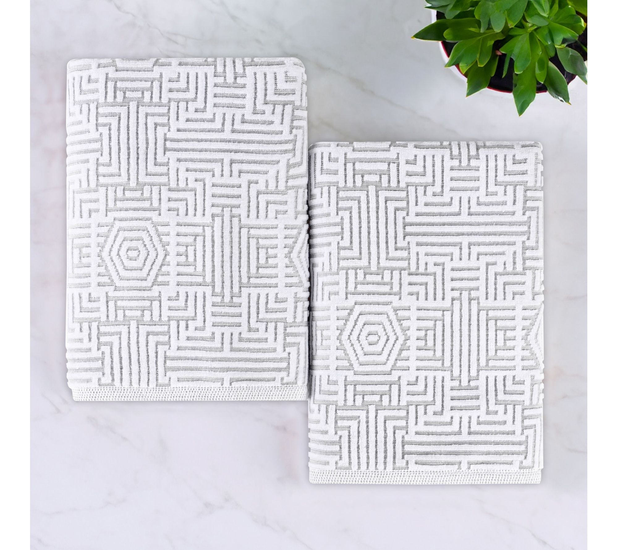 Superior Cotton Jaq Plush Soft Absorbent Bath Sheet Set of 2