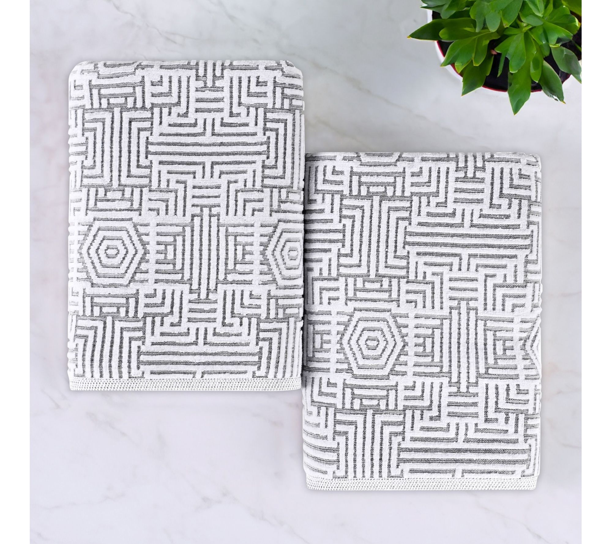 Superior Cotton Jaq Plush Soft Absorbent Bath Sheet Set of 2