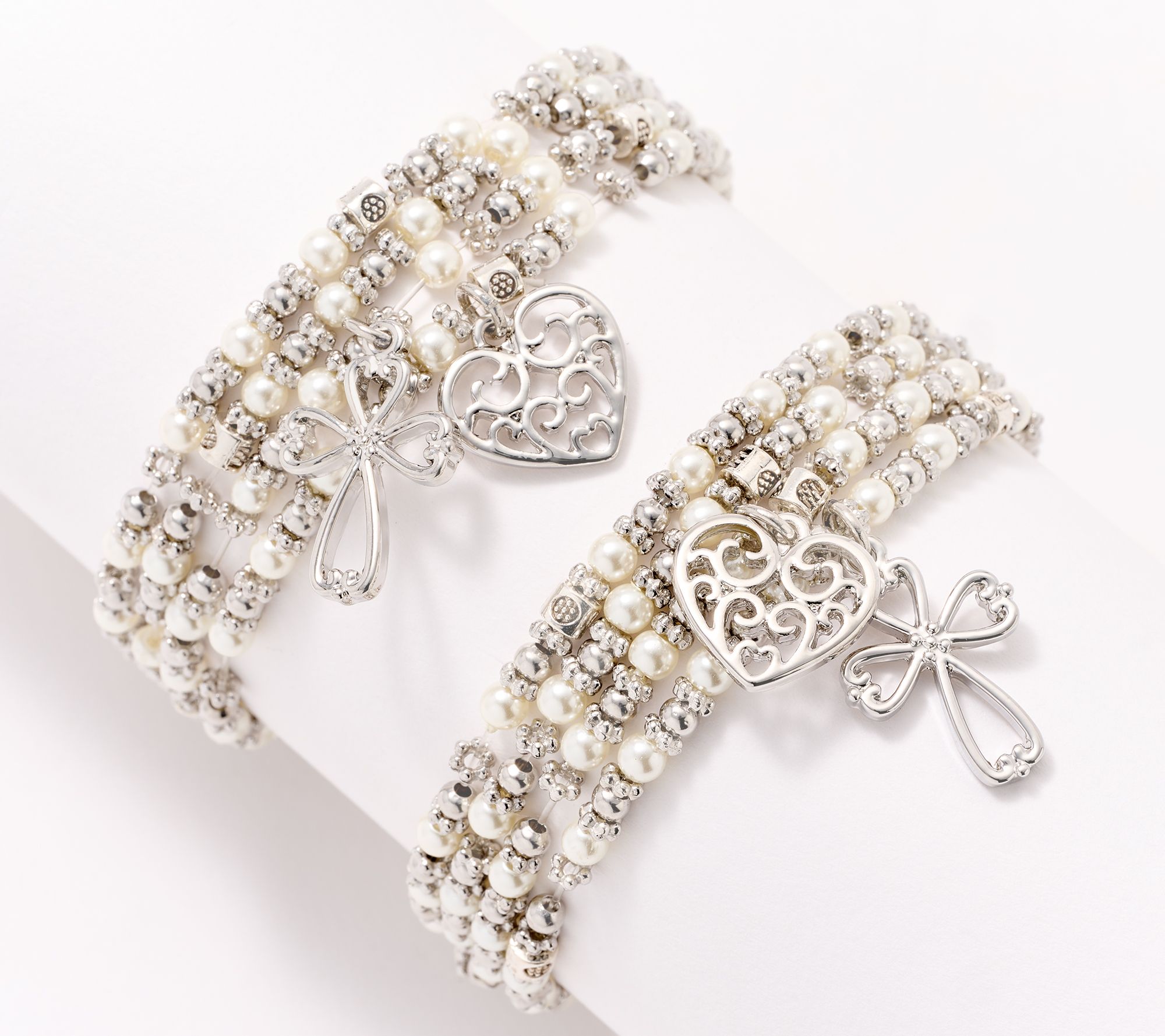 "As Is" Faithful Heart 2 pc Wrapped in Prayer Bracelet by Valerie