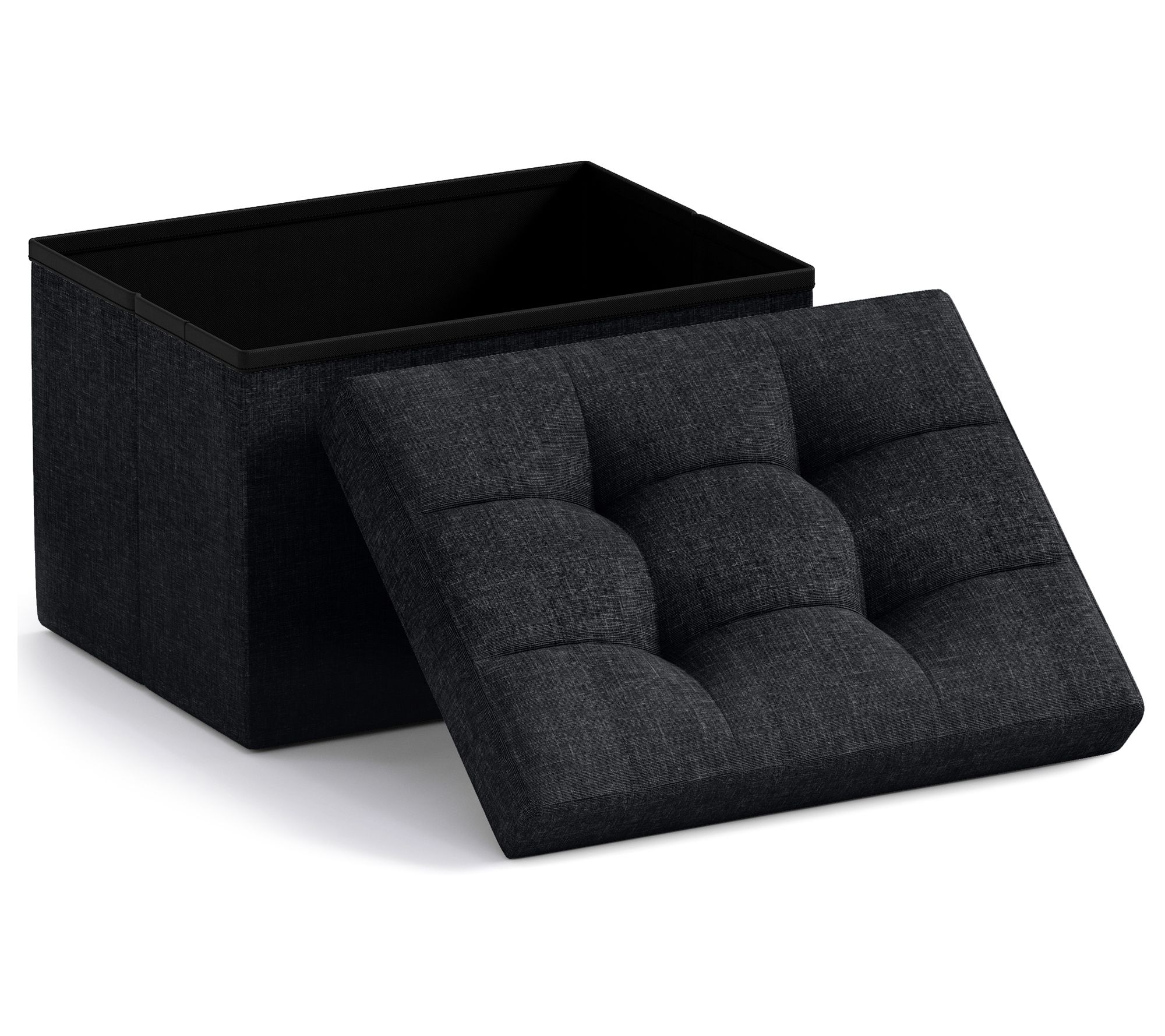 Ornavo Home Small Foldable Tufted Linen StorageOttoman