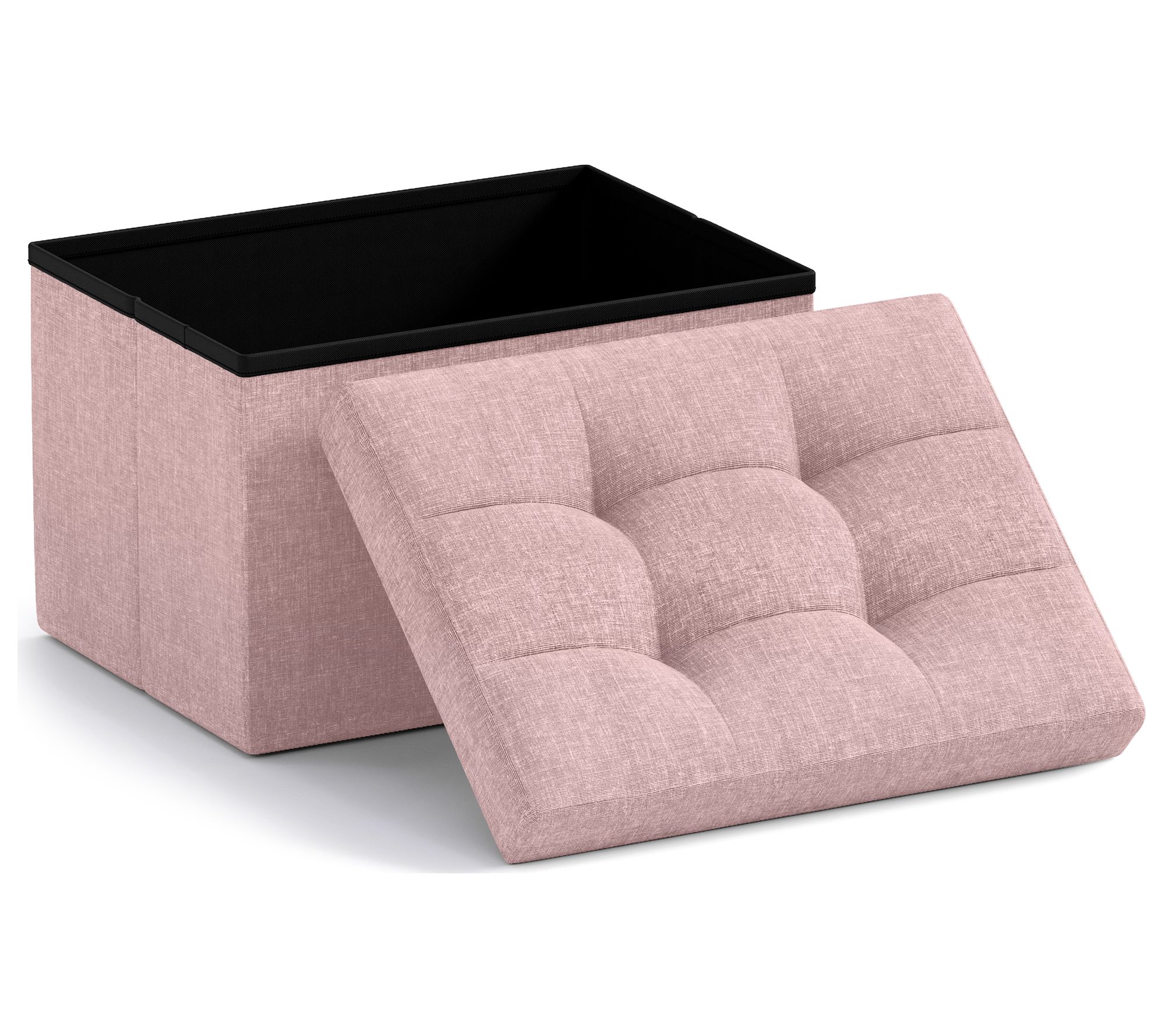 Ornavo Home Small Foldable Tufted Linen StorageOttoman