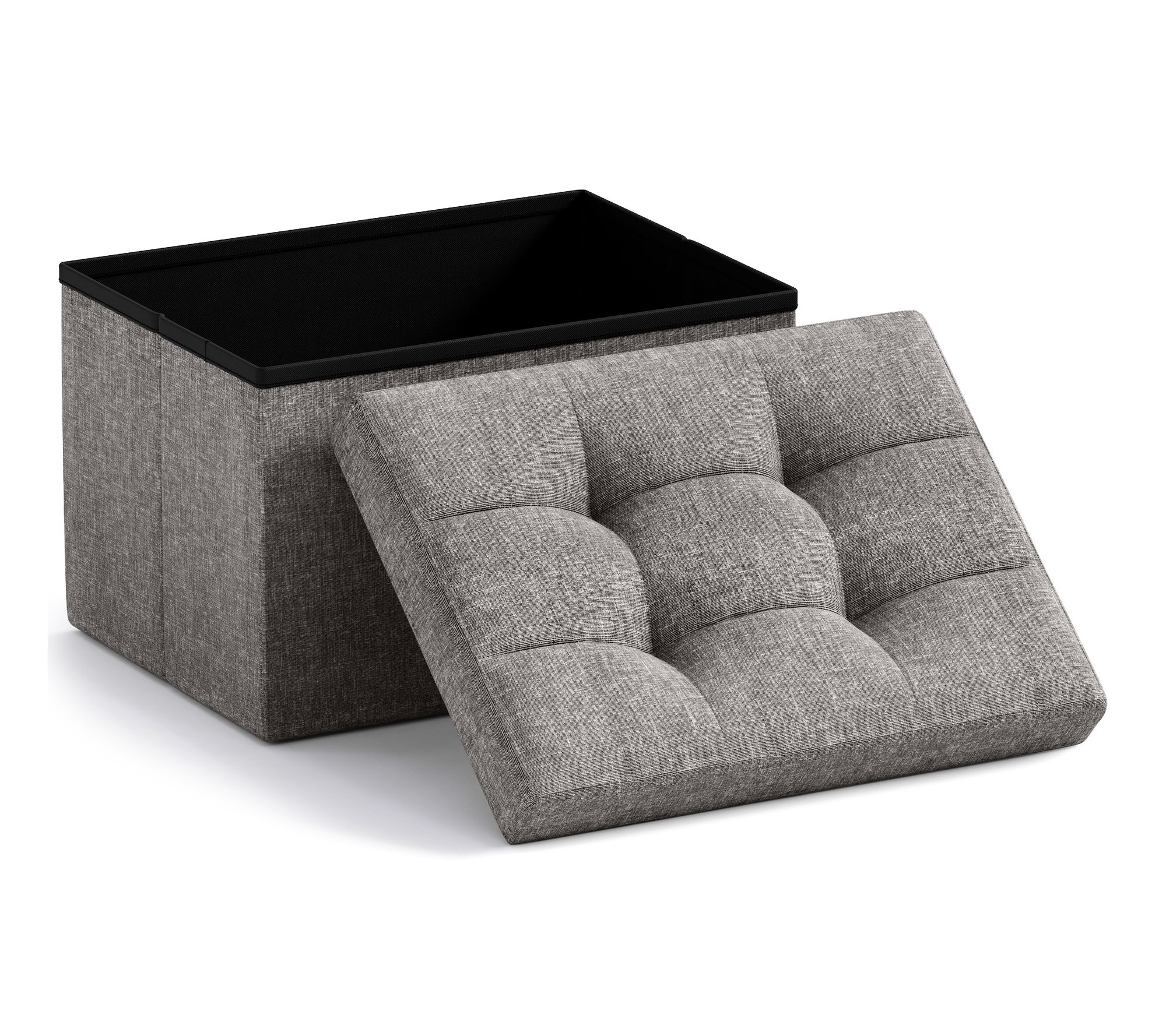 Ornavo Home Sma ll Foldable Tuf ted Linen Stora ge Ottoman