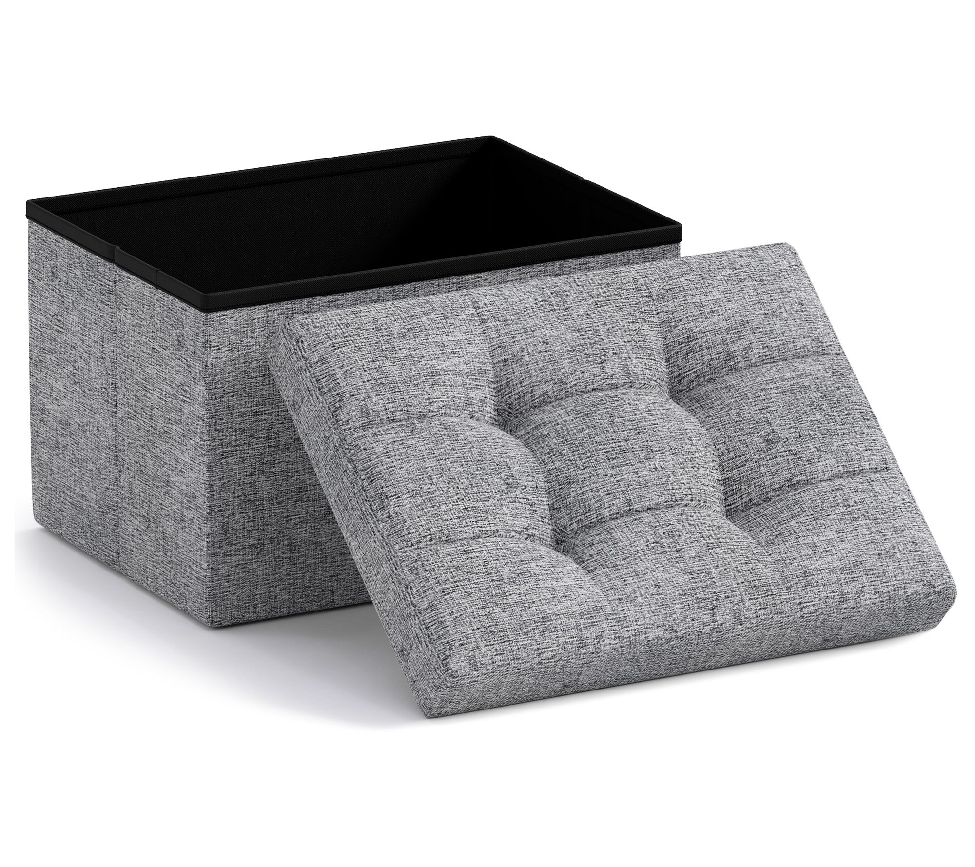 Ornavo Home Small Foldable Tufted Linen StorageOttoman