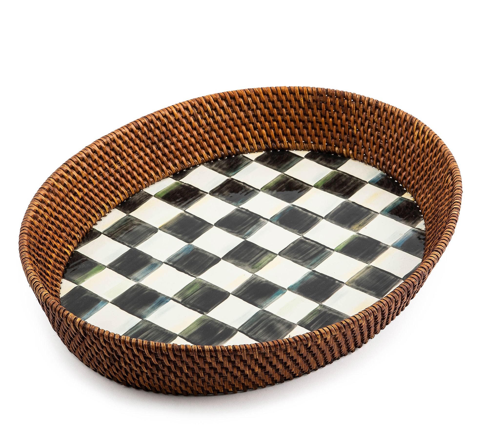 MacKenzie-Childs Rattan & Enamel LargeServing Tray