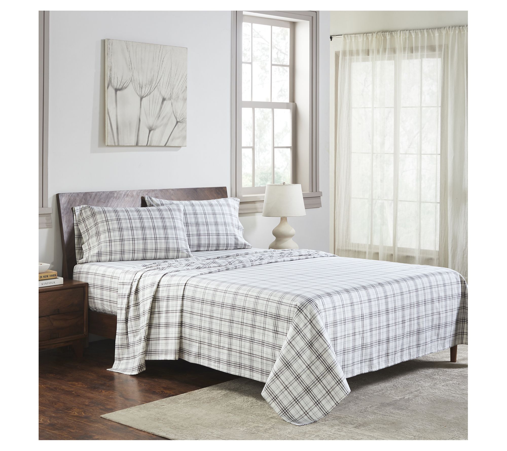 Superior Plaid Flannel Cotton Deep Pocket Sheet Set, Queen