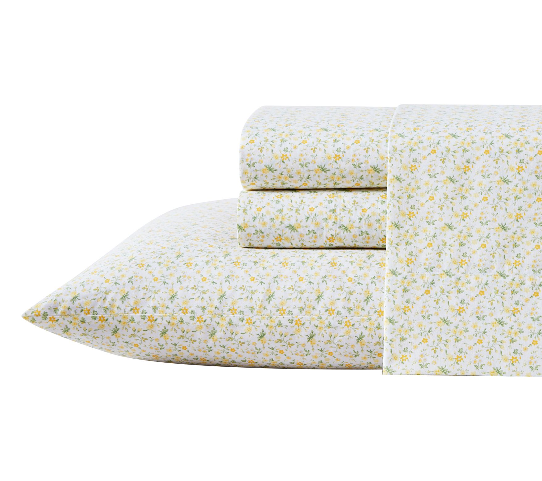 Laura Ashley Ev ie Yellow Cotto n Twin XL Sheet Set
