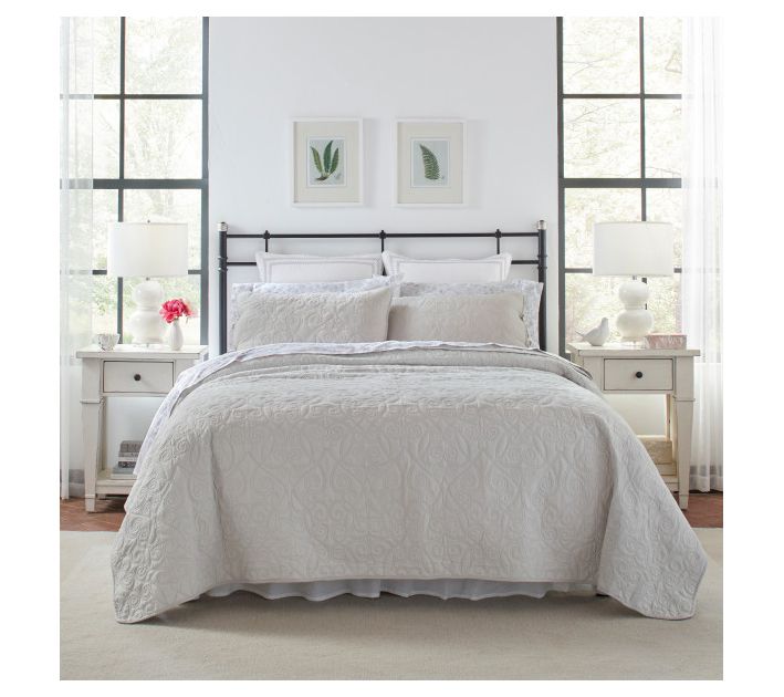 Laura Ashley Felicity Grey Full Queen Quilt-Sham Set