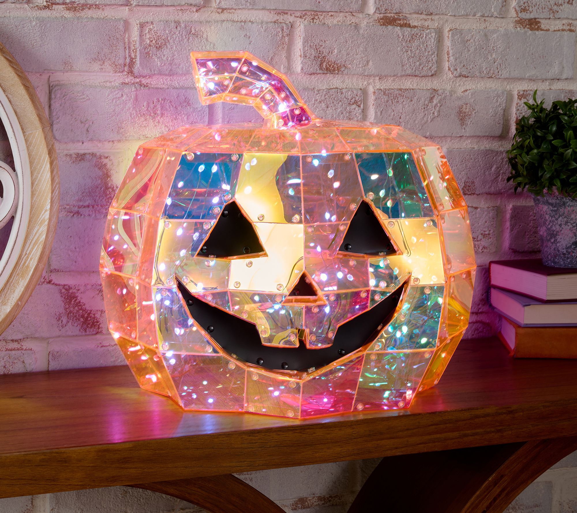 As Is Hay & Harvest 15" Holographic Smart LED Pumpkin