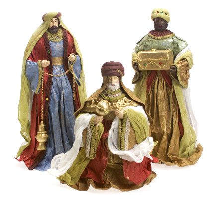 Set of 3 Paper Mache Three Wisemen Figurines - QVC.com