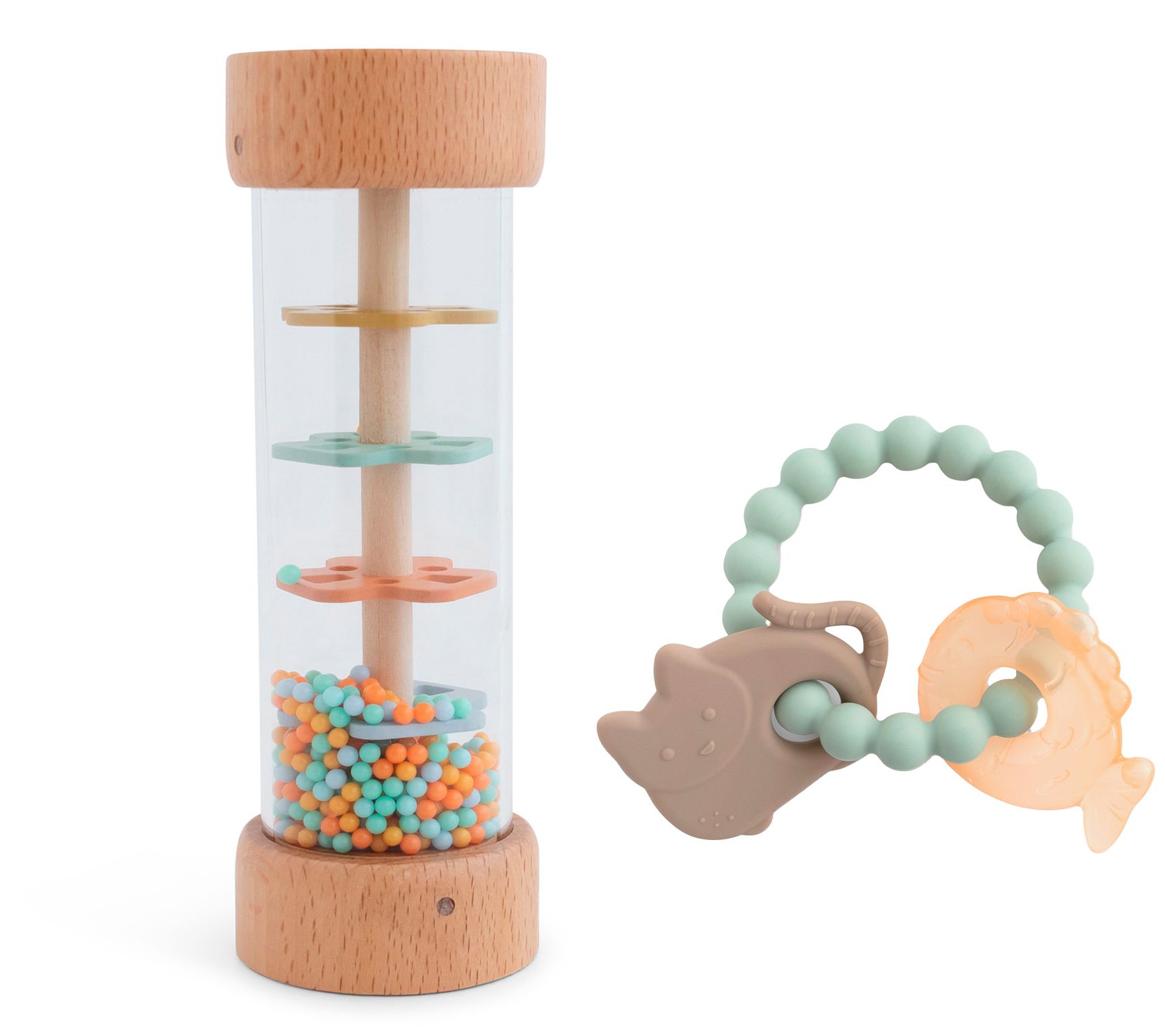 Saro Rainmaker Rattle & Water/Silicone TeetherSet