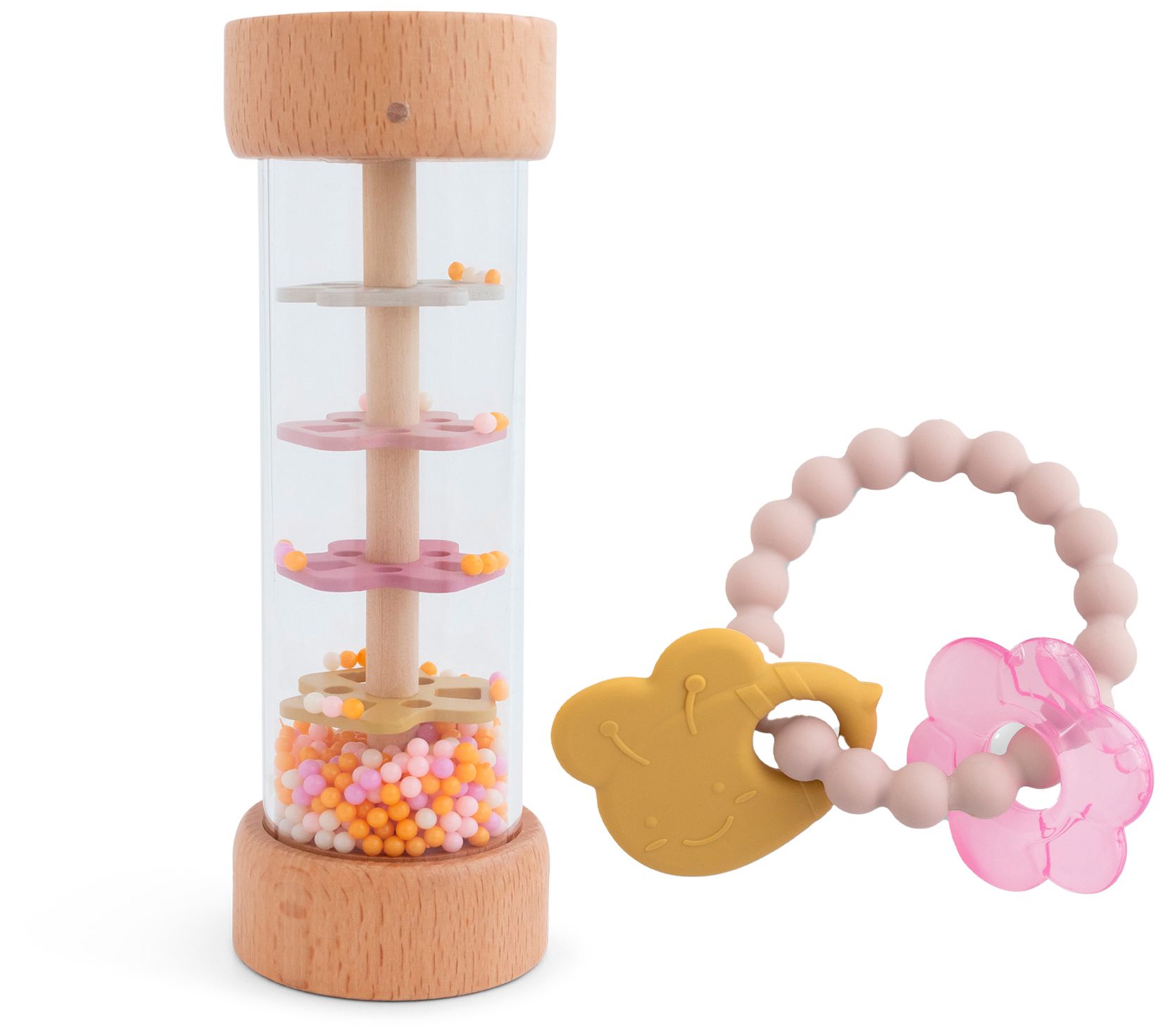 Saro Rainmaker Rattle & Water/Silicone TeetherSet