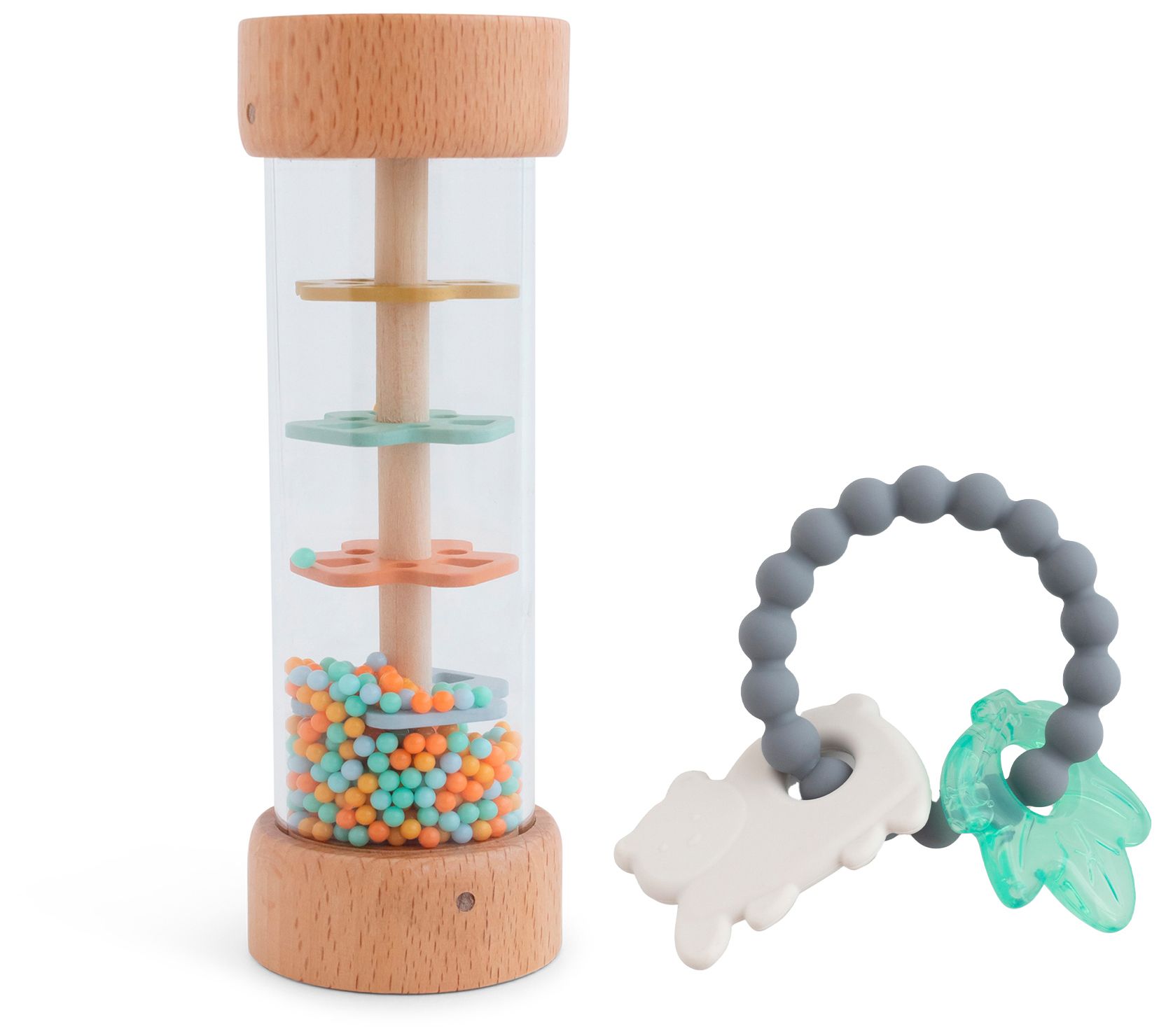 Saro Rainmaker Rattle & Water/Silicone TeetherSet