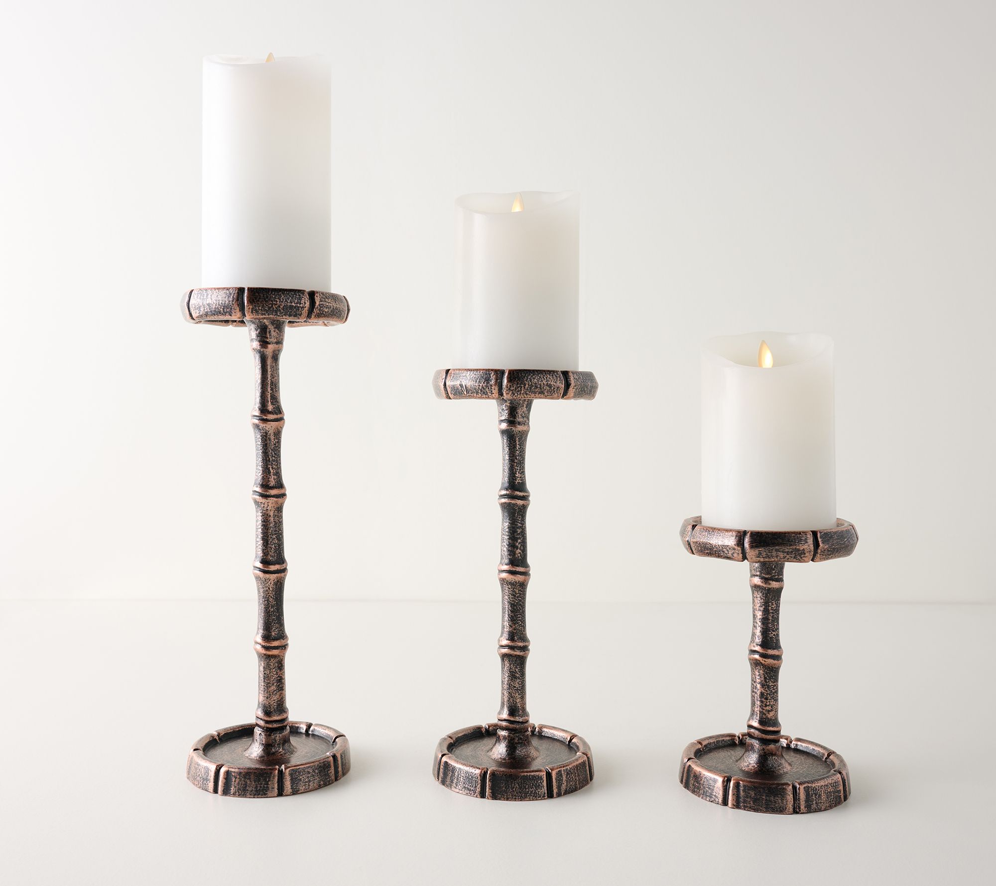 Set of 3 Bamboo Style Pillar Holders by Kim Gravel