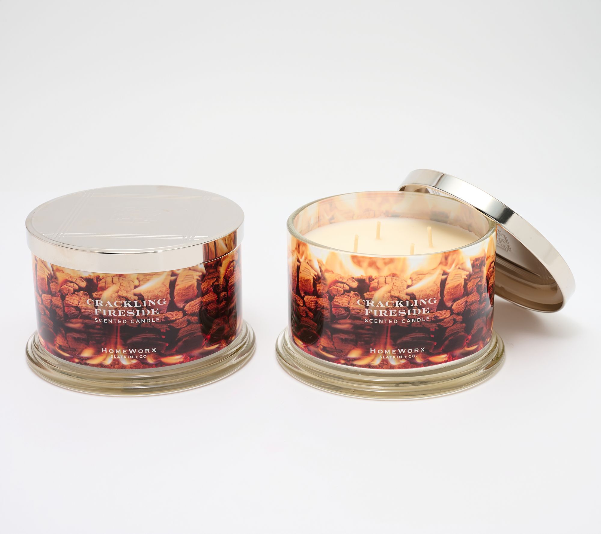 HomeWorx by Slatkin + Co. S/2 18oz Crackling Fire Candles