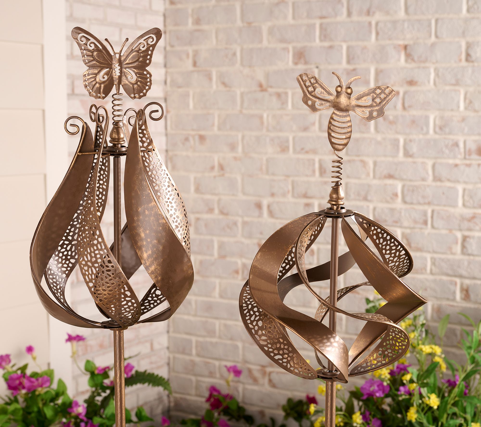 "As Is" S/2 Decorative In/ Outdoor Metal Wind Spinners by Kim Gravel