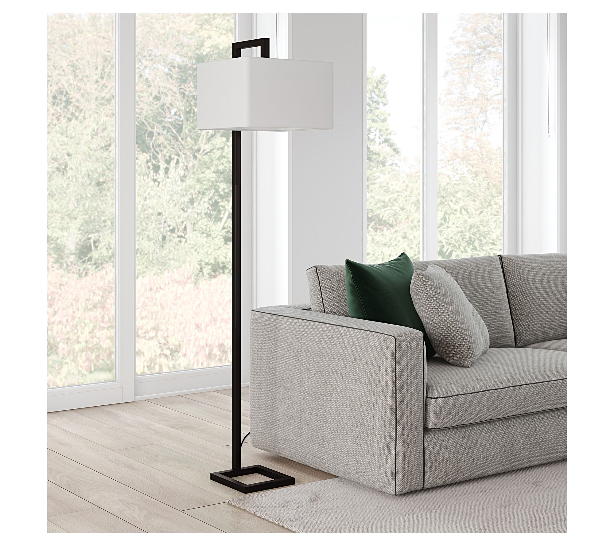 Hudson&Canal Grayson 68" Tall Floor Lamp with Fabric Shade