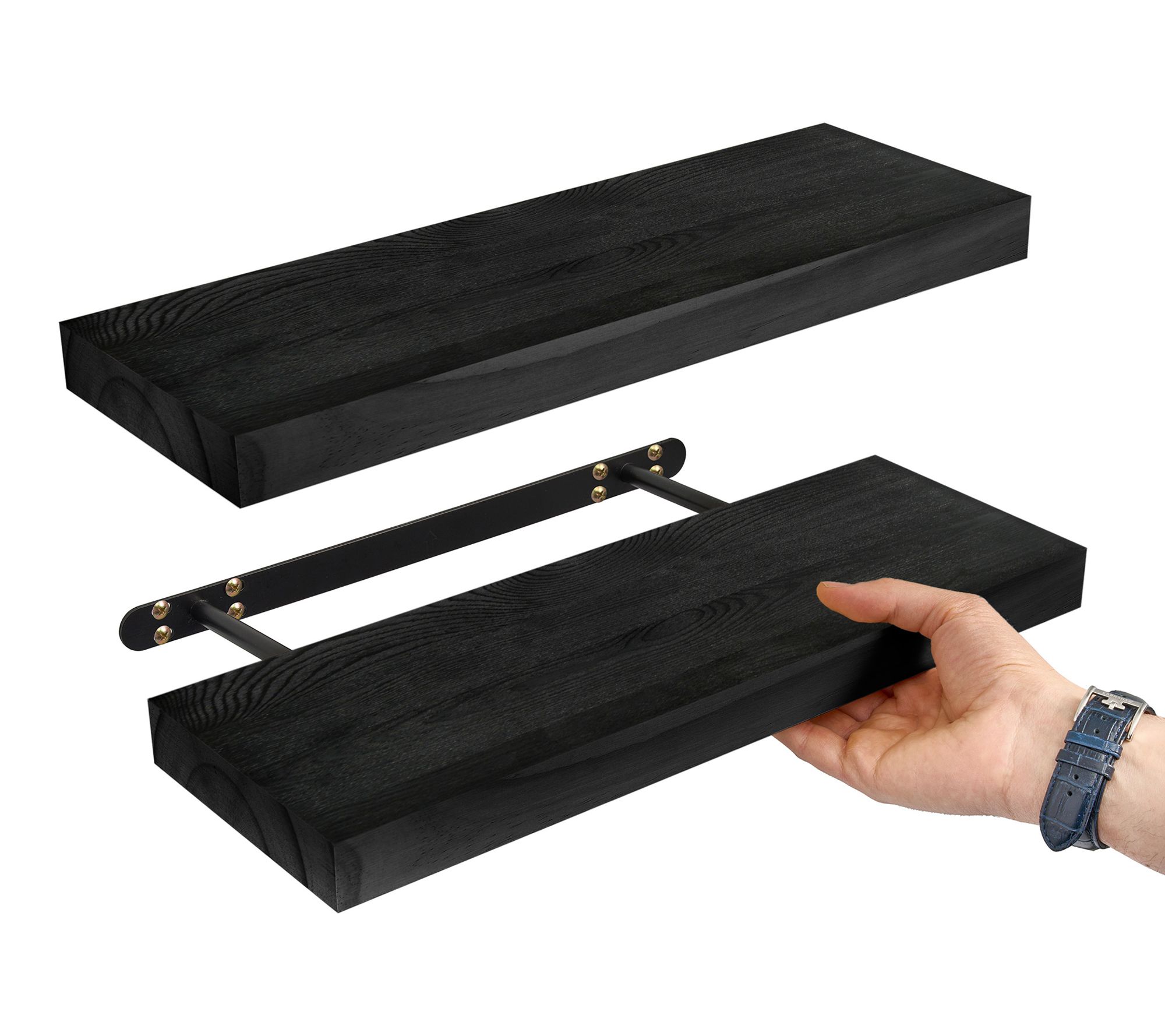 Sorbus Wood Floating Shelves for Wall - 16" Solid Wood, 2 Pcs