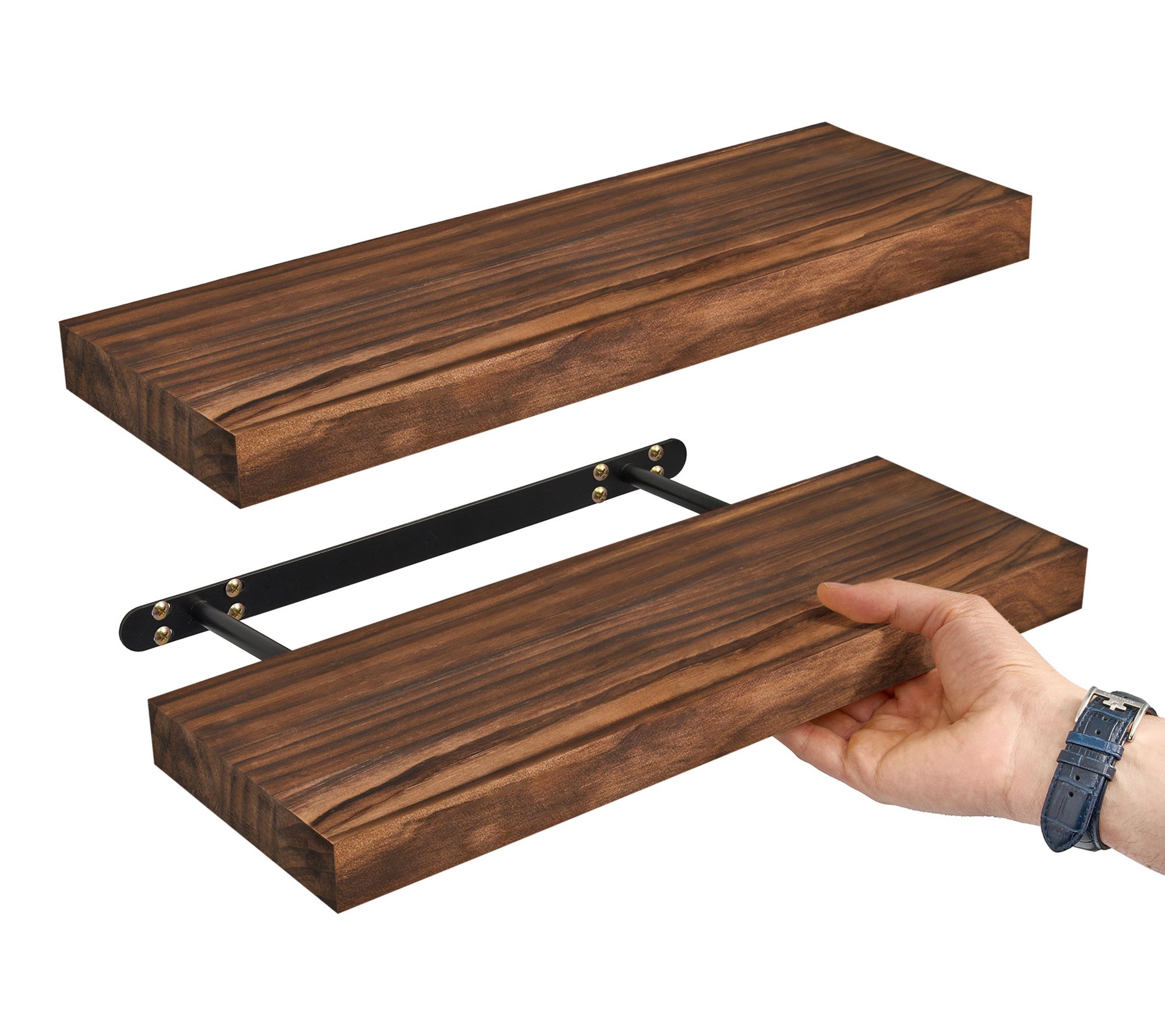 Sorbus Wood Floating Shelves for Wall - 16" Solid Wood, 2 Pcs