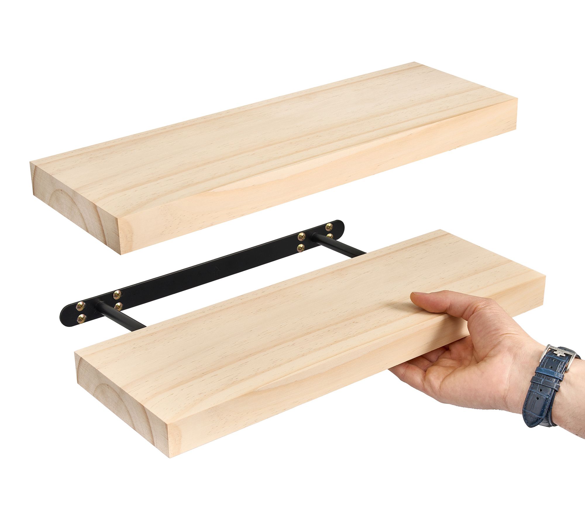 Sorbus Wood Floating Shelves for Wall - 16" Solid Wood, 2 Pcs