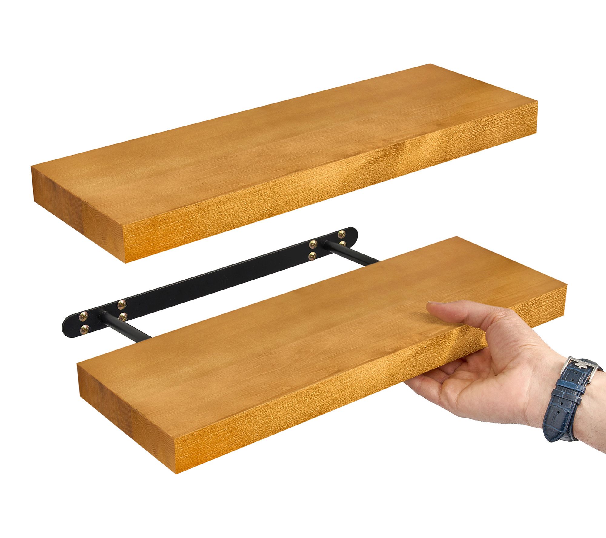 Sorbus Wood Floating Shelves for Wall - 16" Solid Wood, 2 Pcs