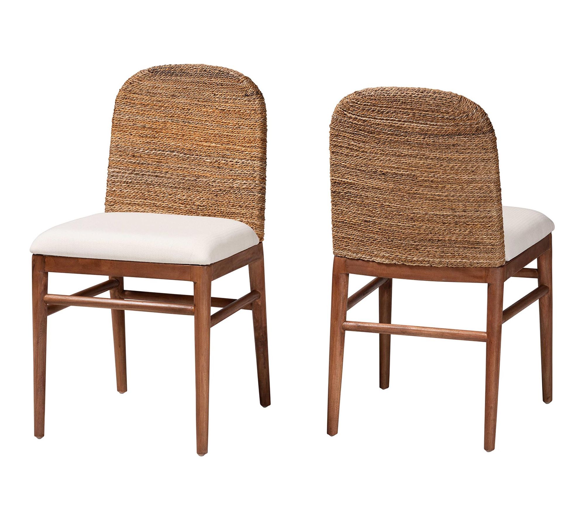 bali & pari Nadim Seagrass and Wood Dining Chair Set of 2