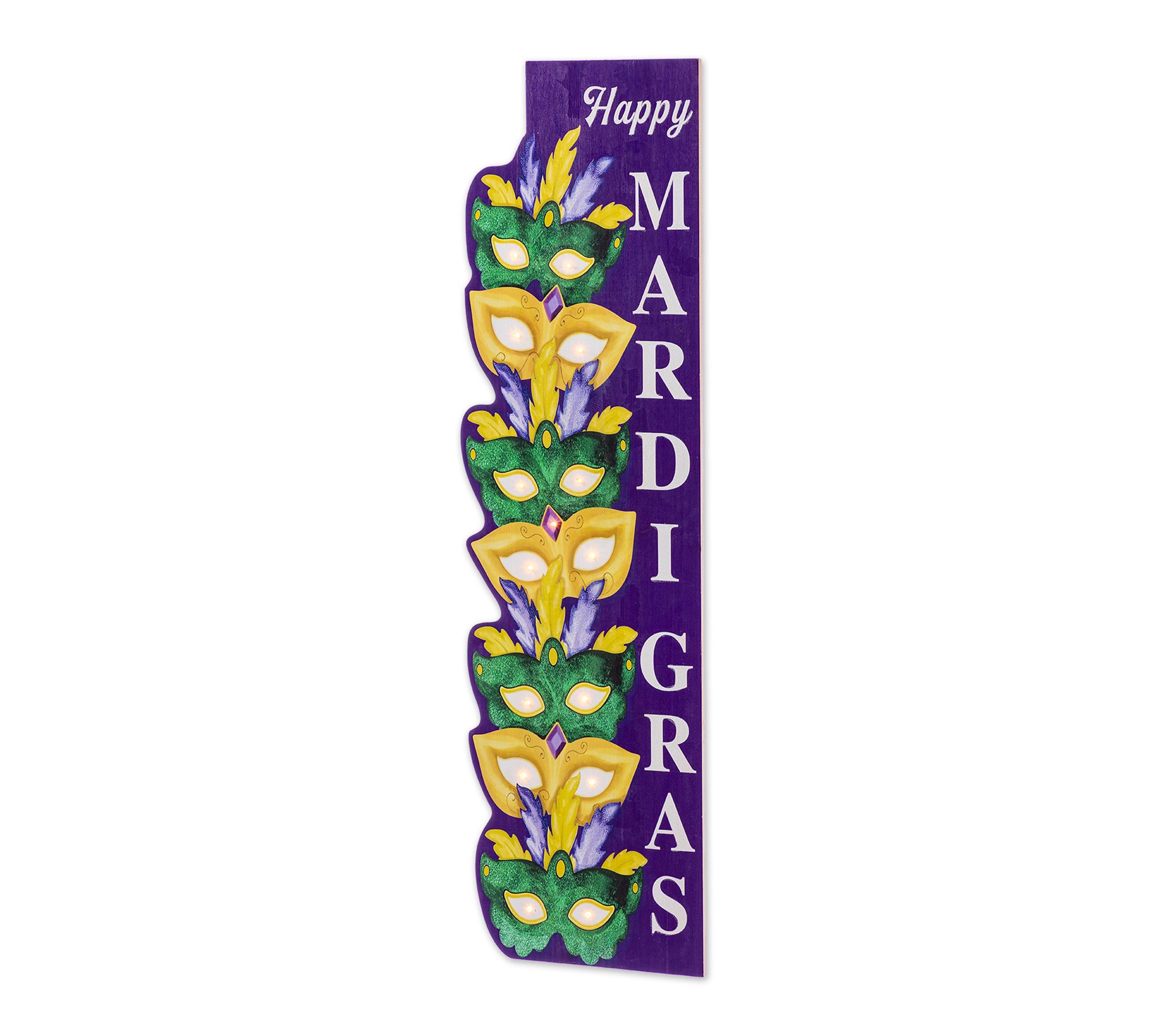 Glitzhome 41.75"H Mardi Gras Lighted Stacked Masks Porch