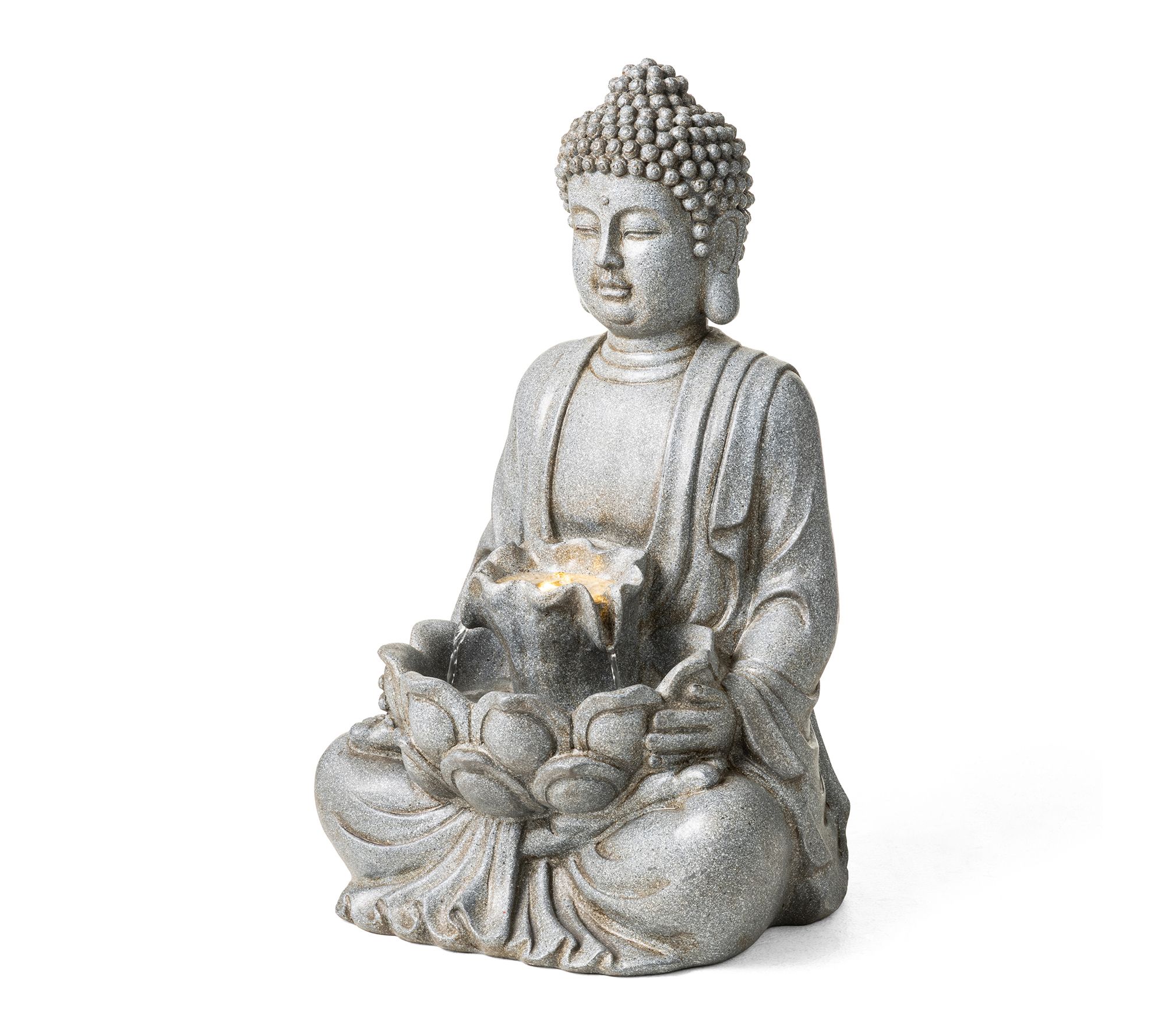 Glitzhome 23.25"H Zen Style Meditating Buddha Statue Fountain