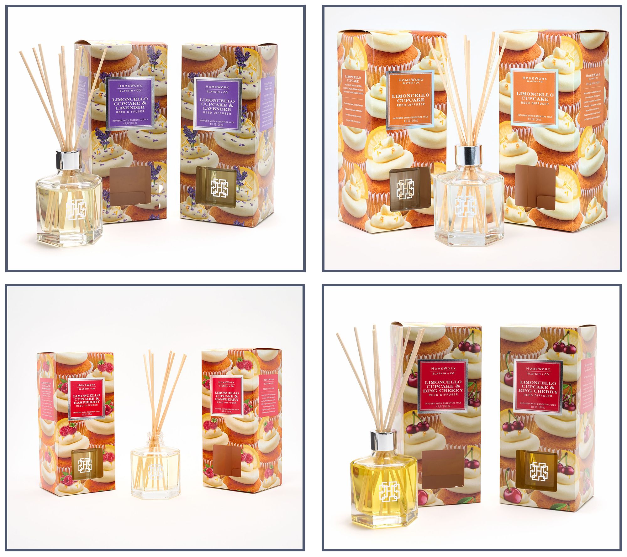 HomeWorx by Slatkin+Co. S/2 Limoncello Cupcake Reed Diffusers