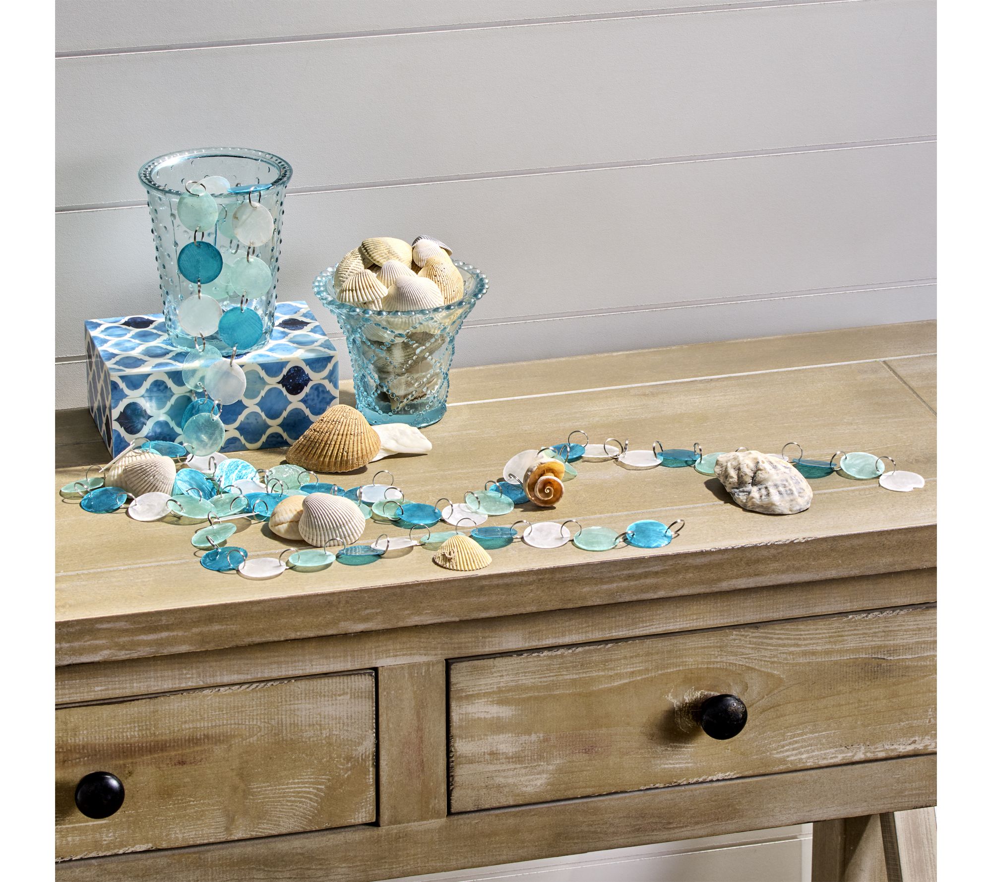 48" Seaglass Shell Disc Garland 48" By Valerie