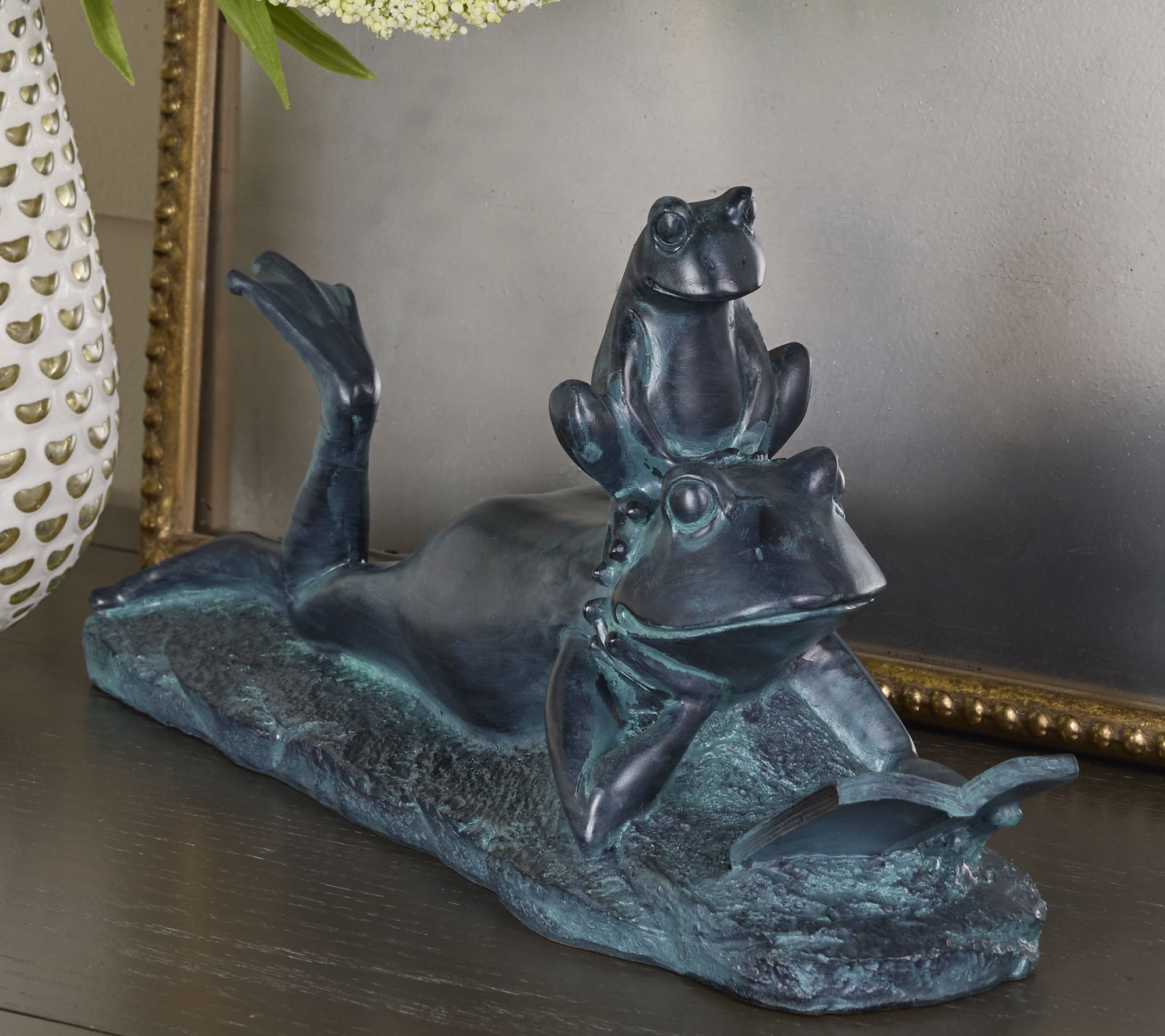 "As Is" 18.5" Indoor/Outdoor Reading Frogs by Valerie
