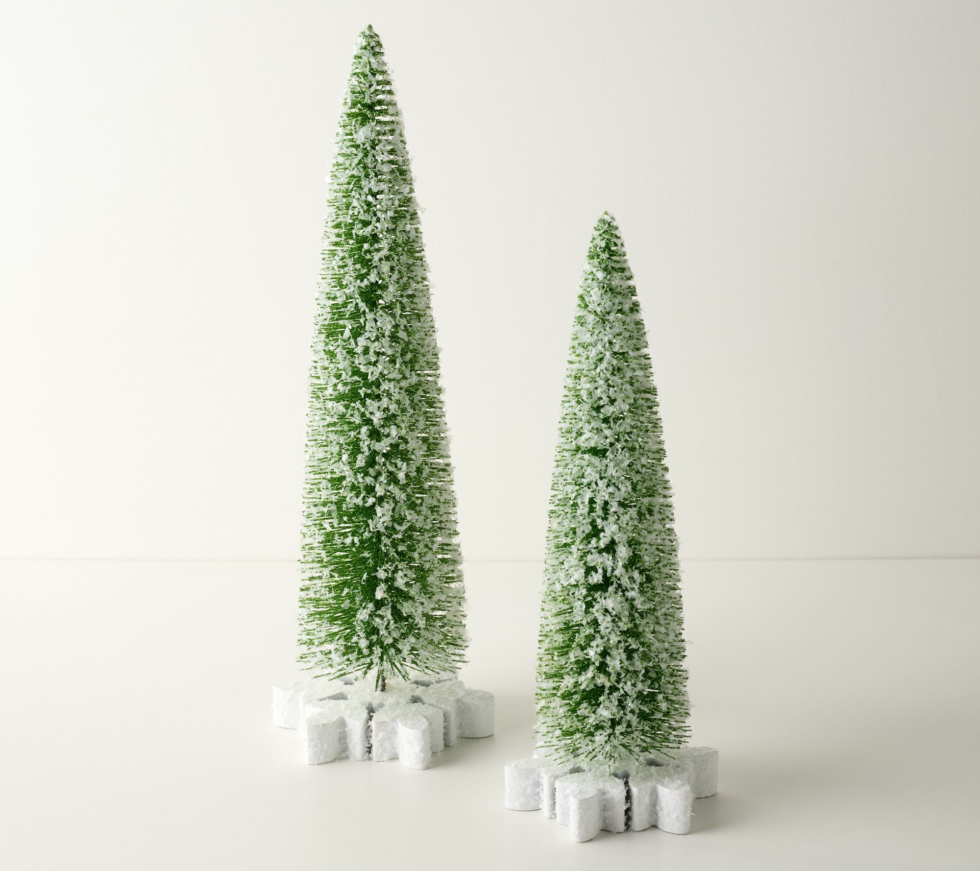 Set of 2 Bottlebrush Trees with Snowflake Base by Valerie