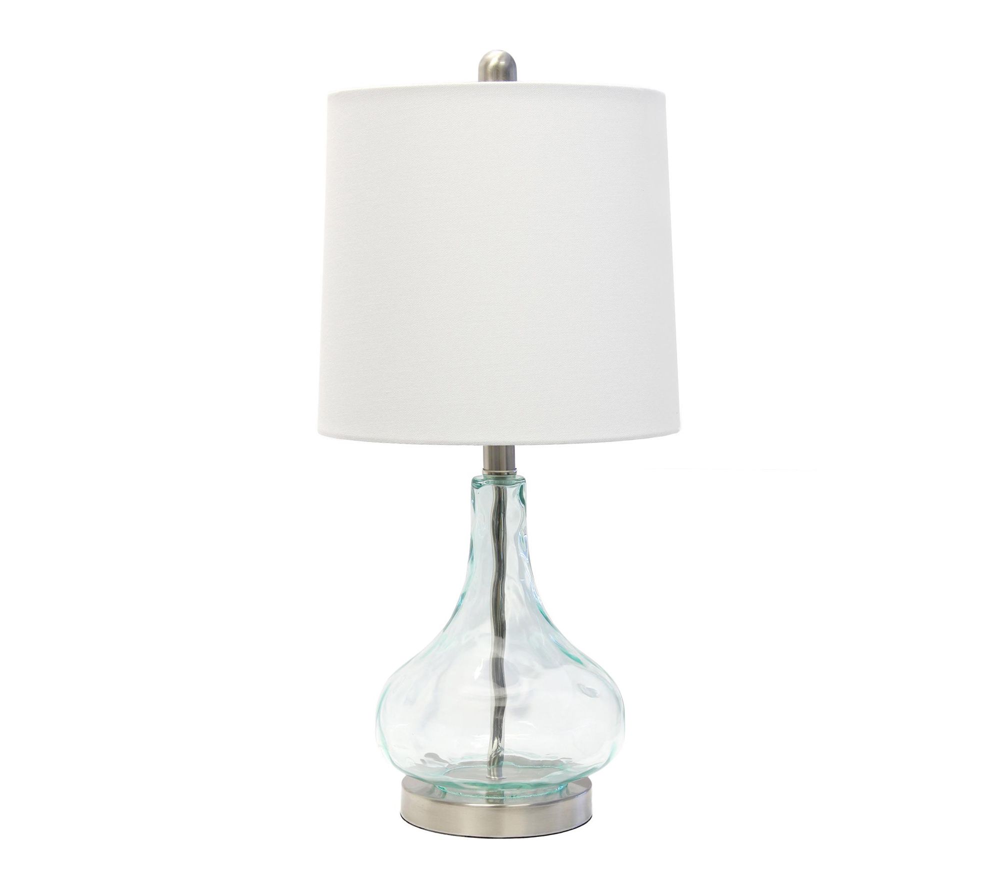 HomeRoots 23" Teal Blue Glass Gourd Table Lamp, Drum Shade