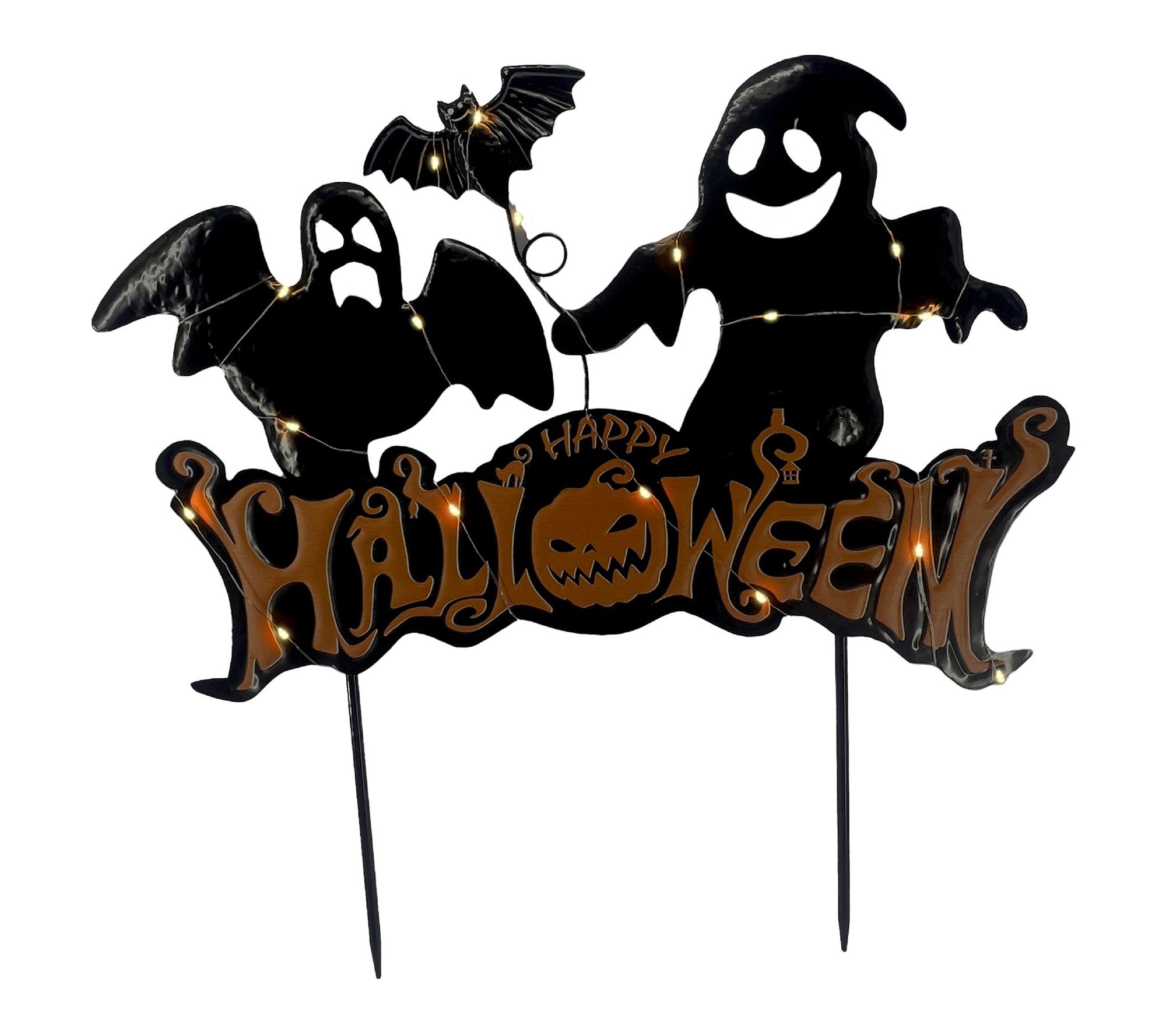 Haunted Hill Farm 24-in LED Happy Halloween Stake Sign