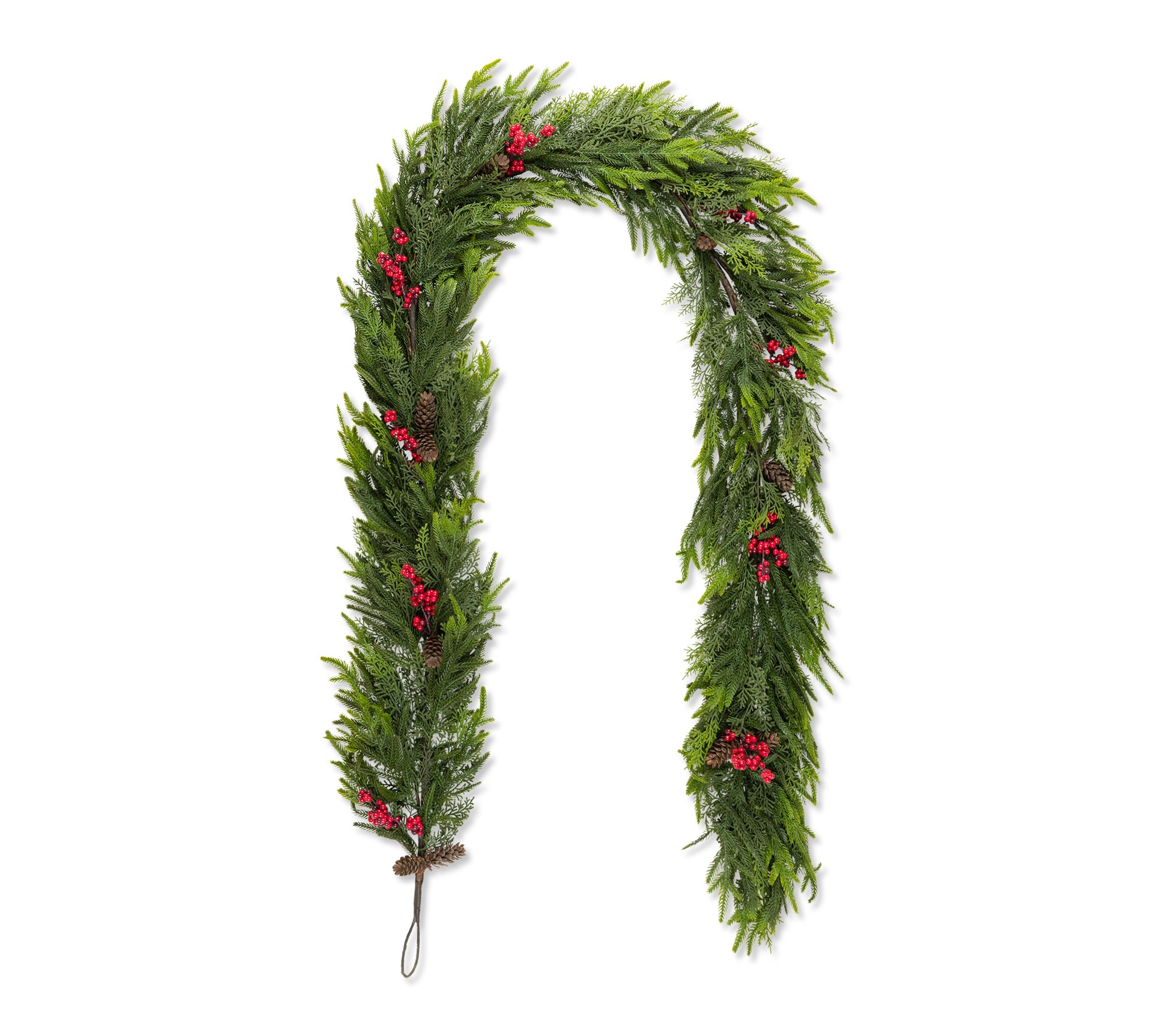 Glitzhome 9ft Christmas Pinecones Red Berries Dripping