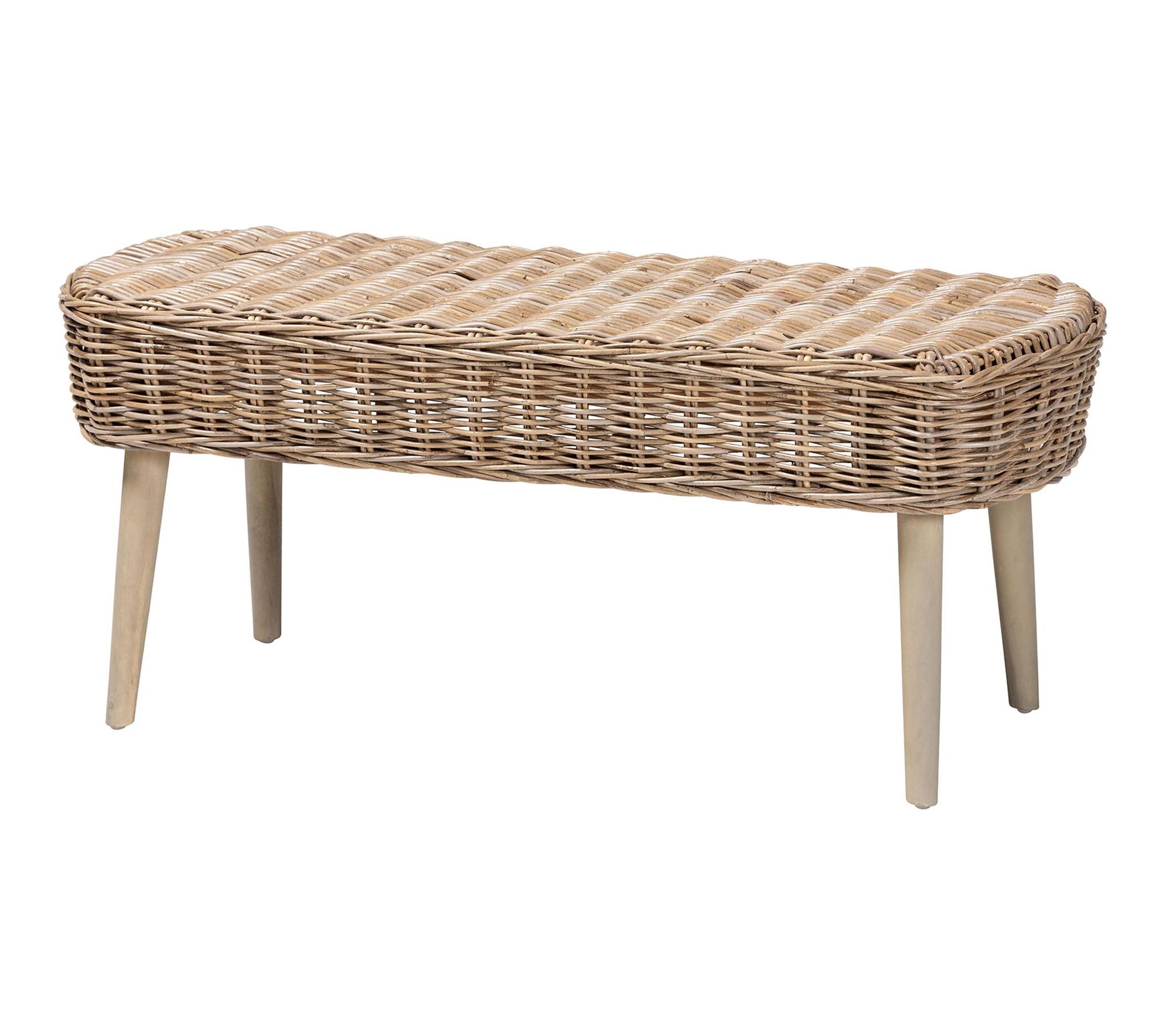 bali & pari Raisa Natural Kubu Rattan and Acacia Wood Bench