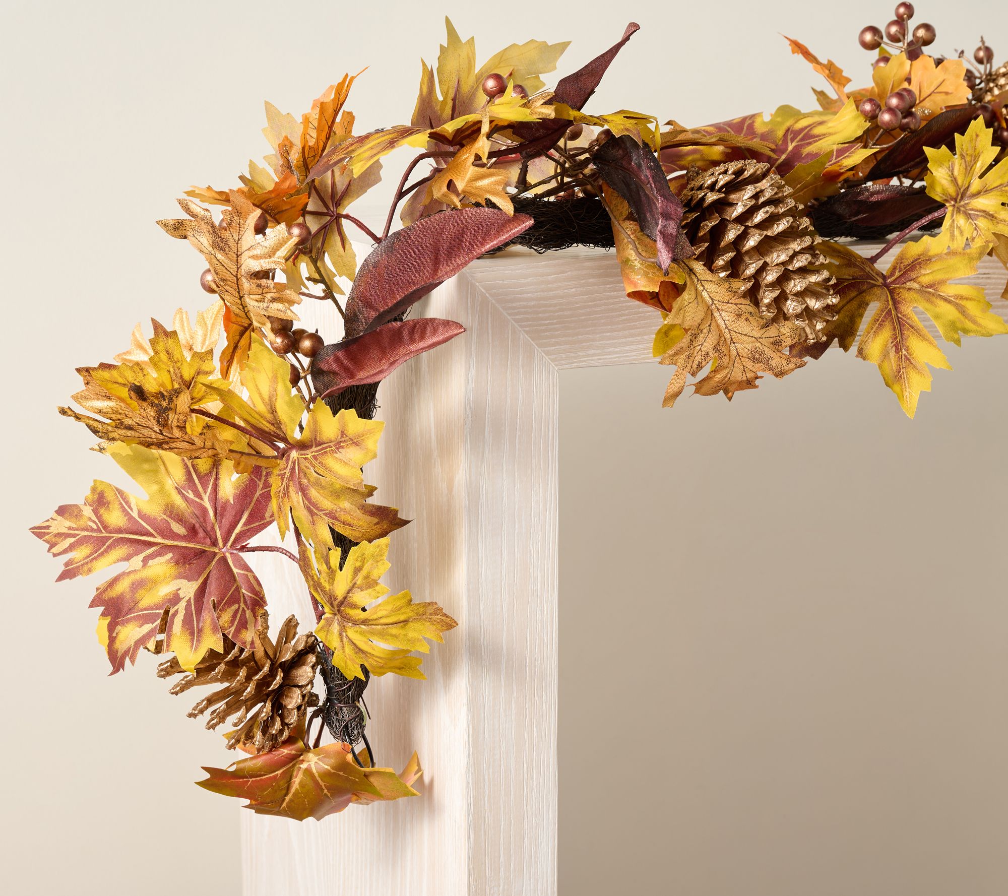 "As Is" 4' Harvest Leaves and Pinecones Garland by Valerie